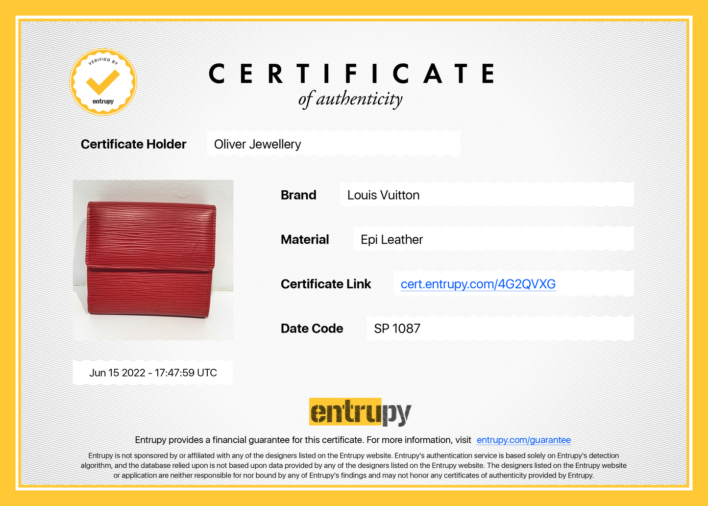Louis Vuitton Red Epi Leather Elise Wallet