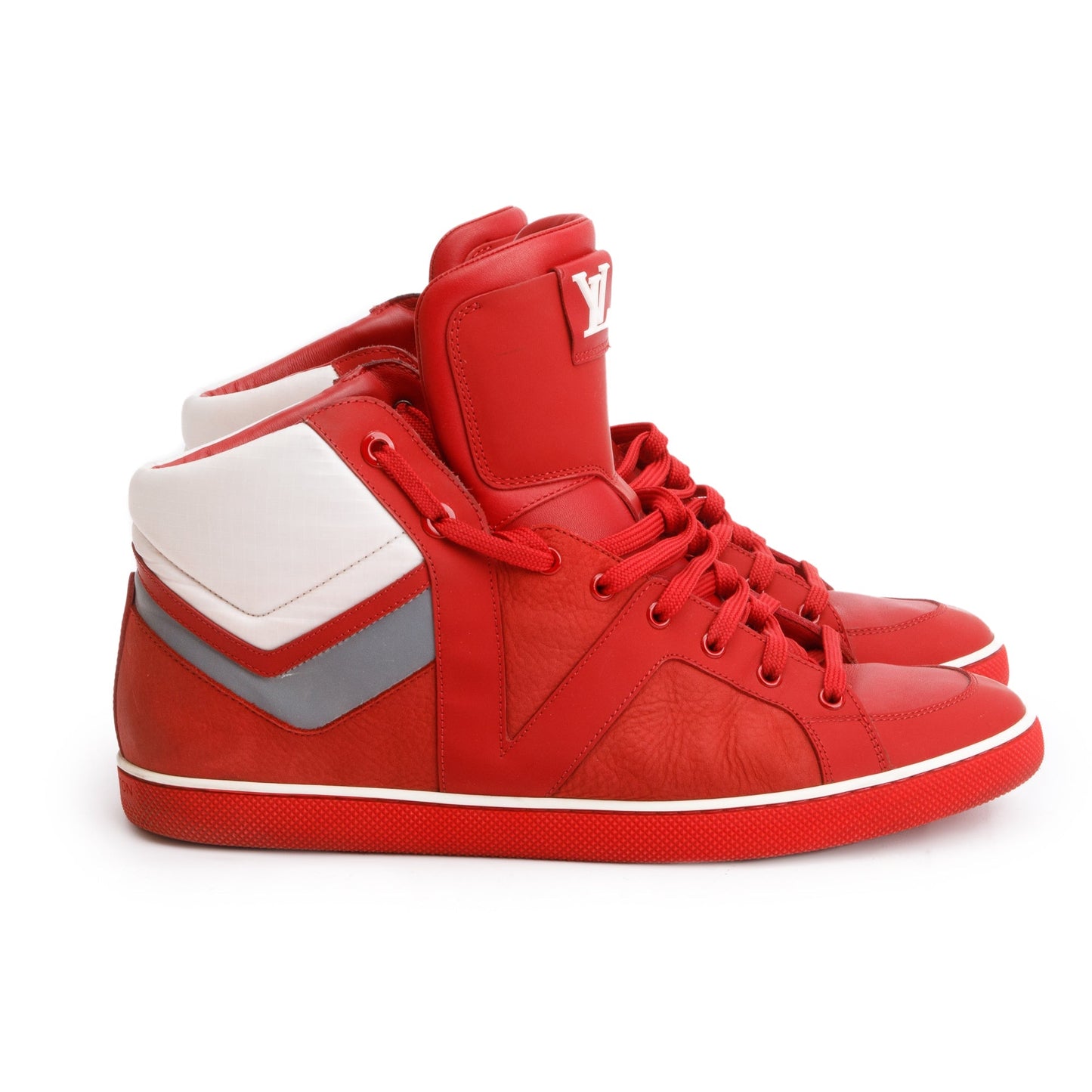 Louis Vuitton Red Leather AW2012 High-Top Sneakers, Size 8.5