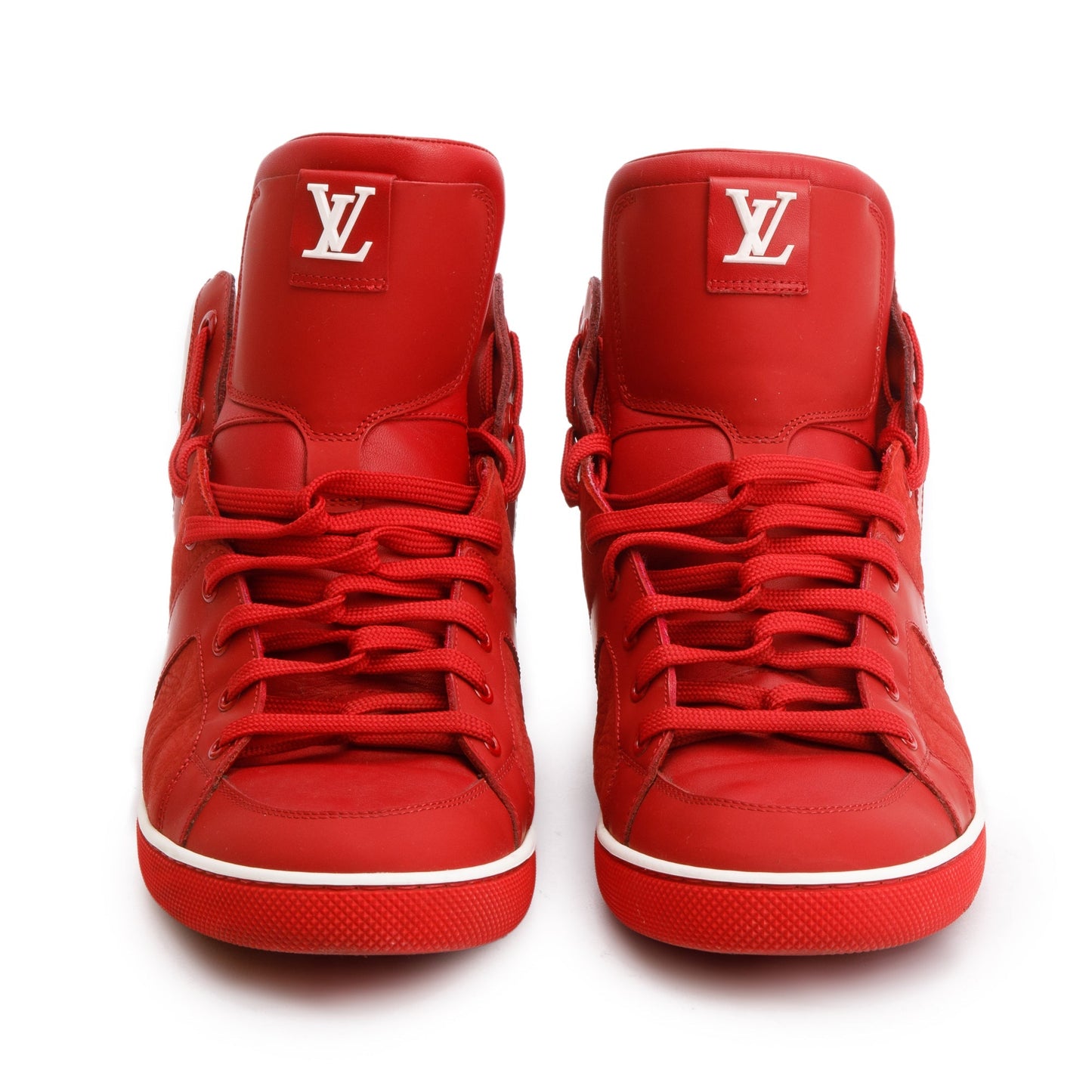 Louis Vuitton Red Leather AW2012 High-Top Sneakers, Size 8.5