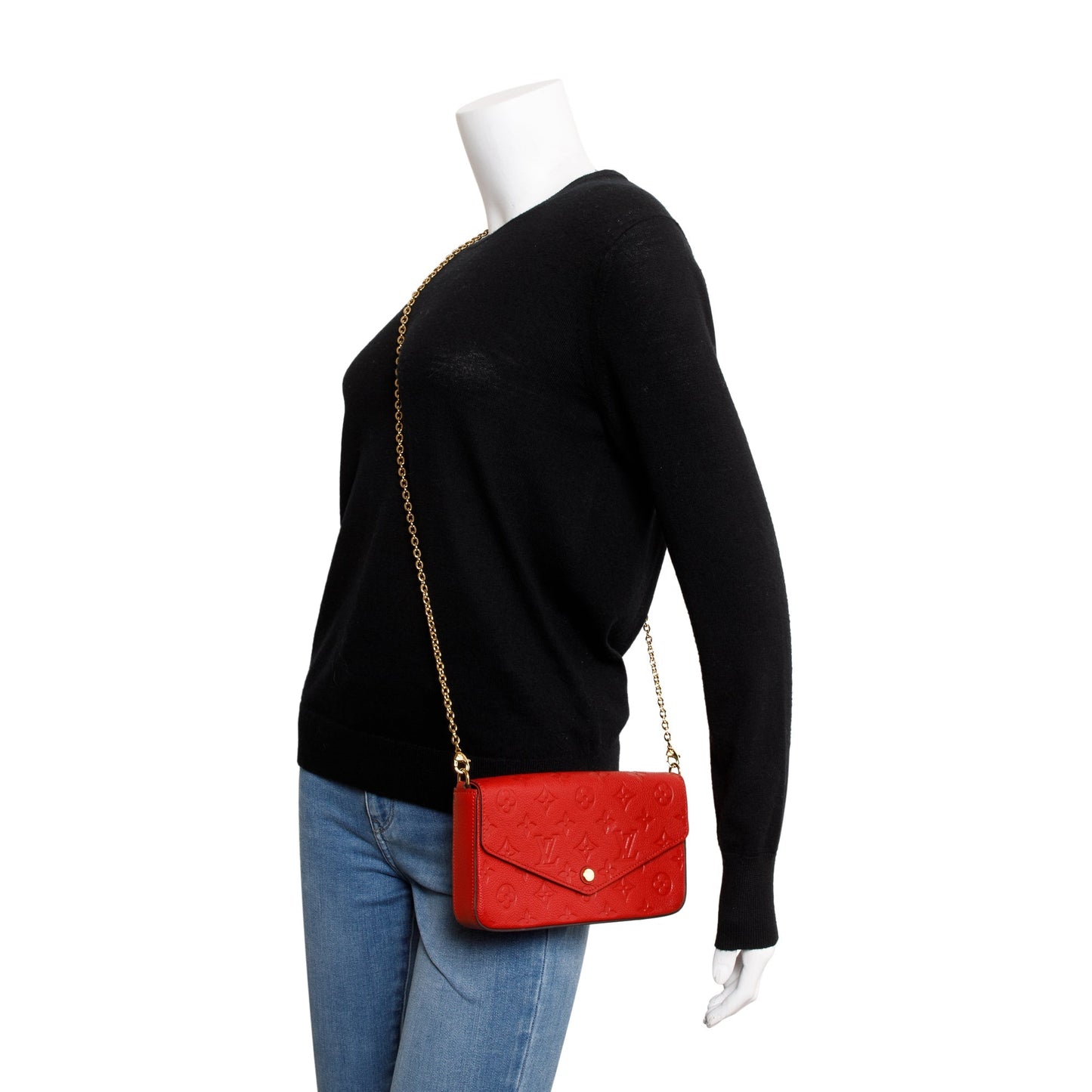 Louis Vuitton Red Monogram Empreinte Leather Felicie Pochette