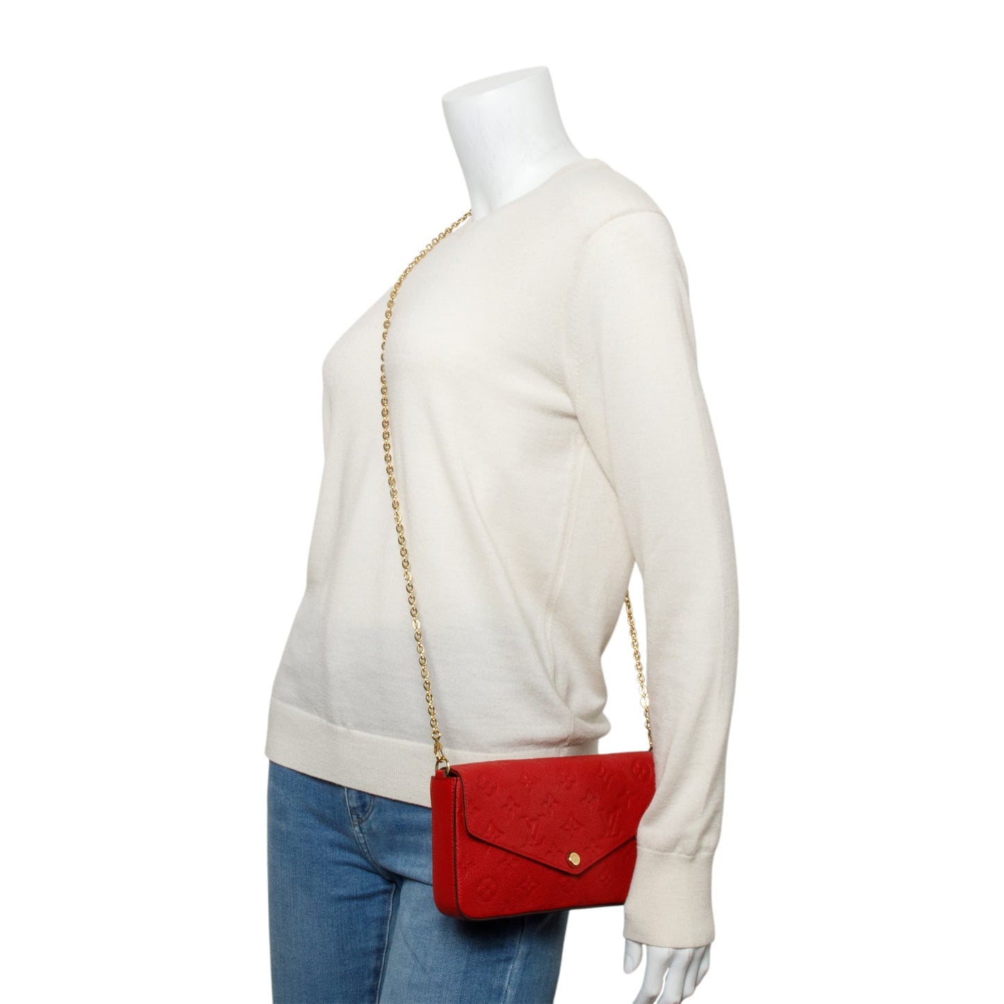 Louis Vuitton Red Monogram Empreinte Leather Felicie Pochette