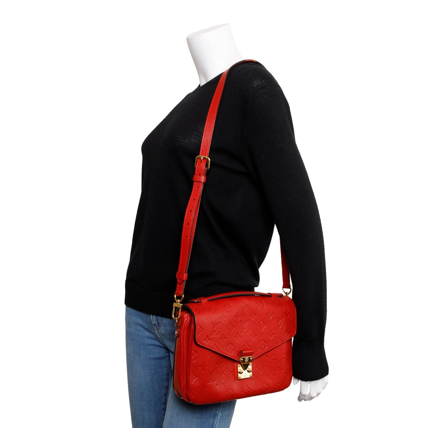 Louis Vuitton Red Monogram Empreinte Leather Pochette Metis