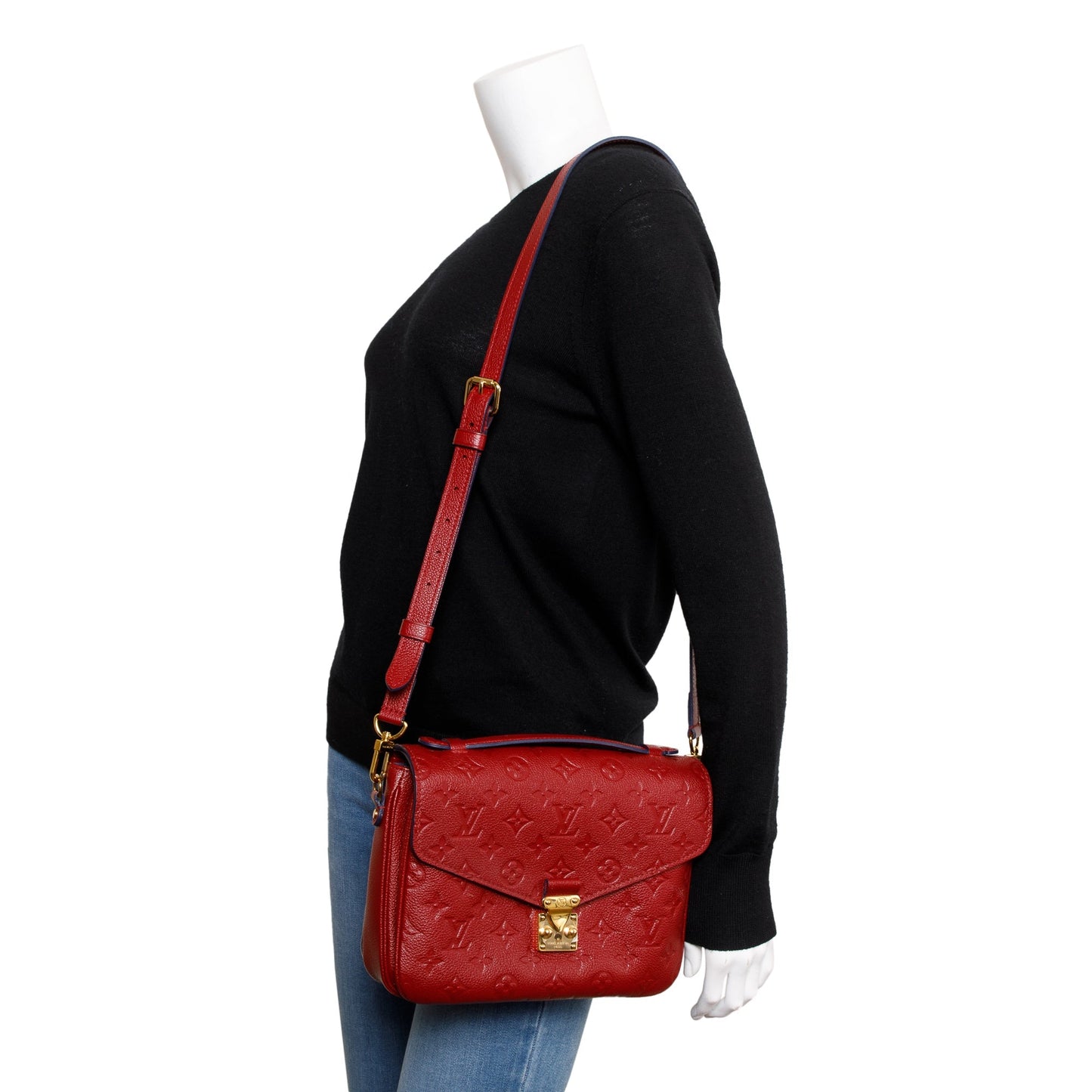 Louis Vuitton Red Monogram Empreinte Leather Pochette Metis