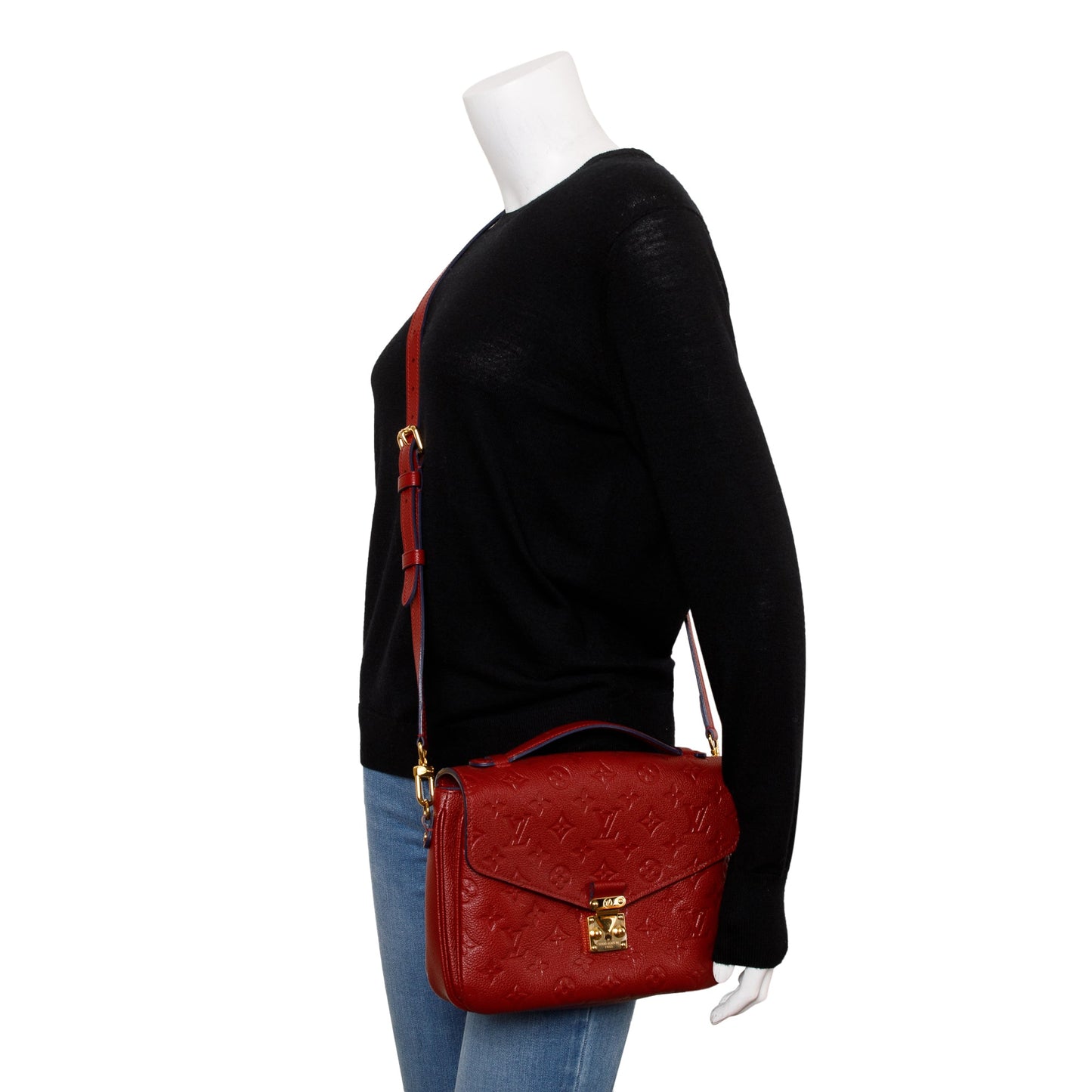 Louis Vuitton Red Monogram Empreinte Leather Pochette Metis