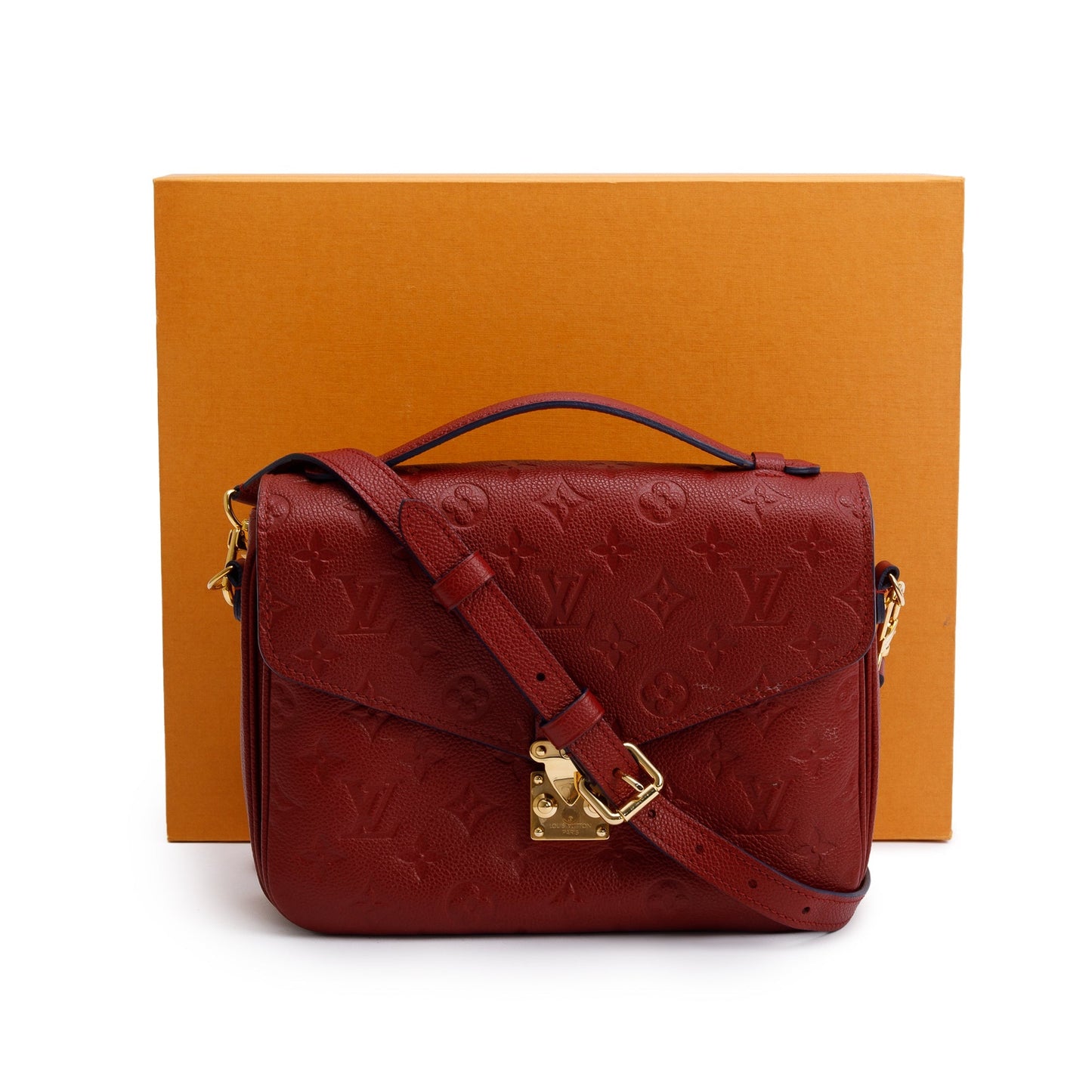 Louis Vuitton Red Monogram Empreinte Leather Pochette Metis