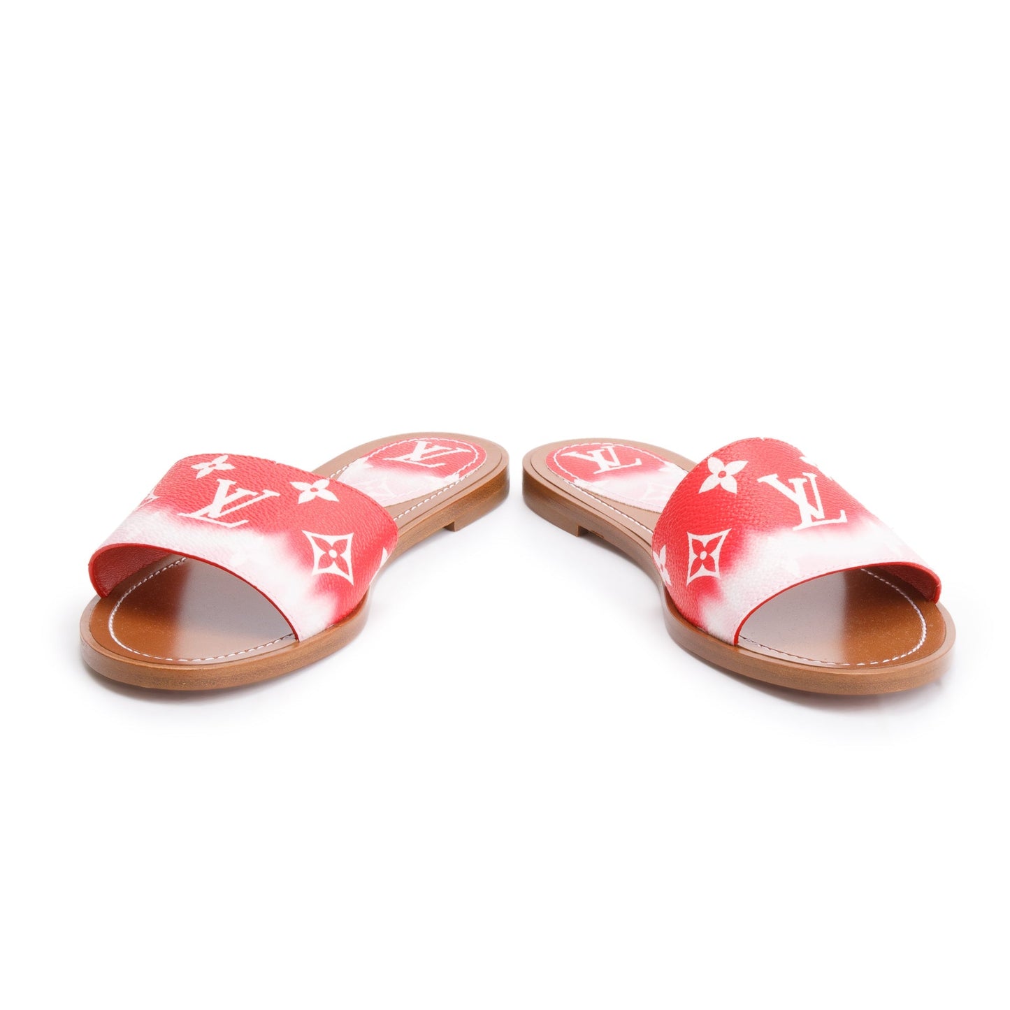 Louis Vuitton Red Monogram Escale Flat Mule, Size 37.5
