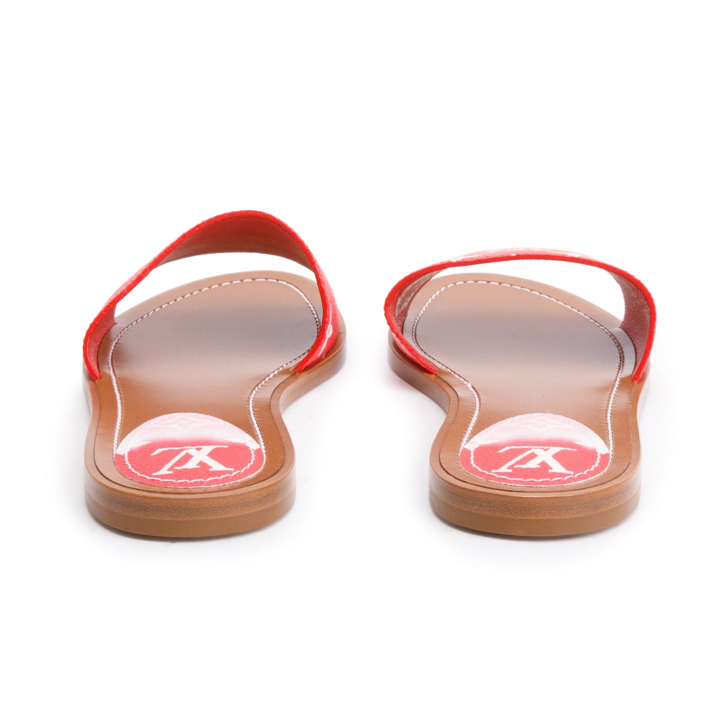 Louis Vuitton Red Monogram Escale Flat Mule, Size 37.5