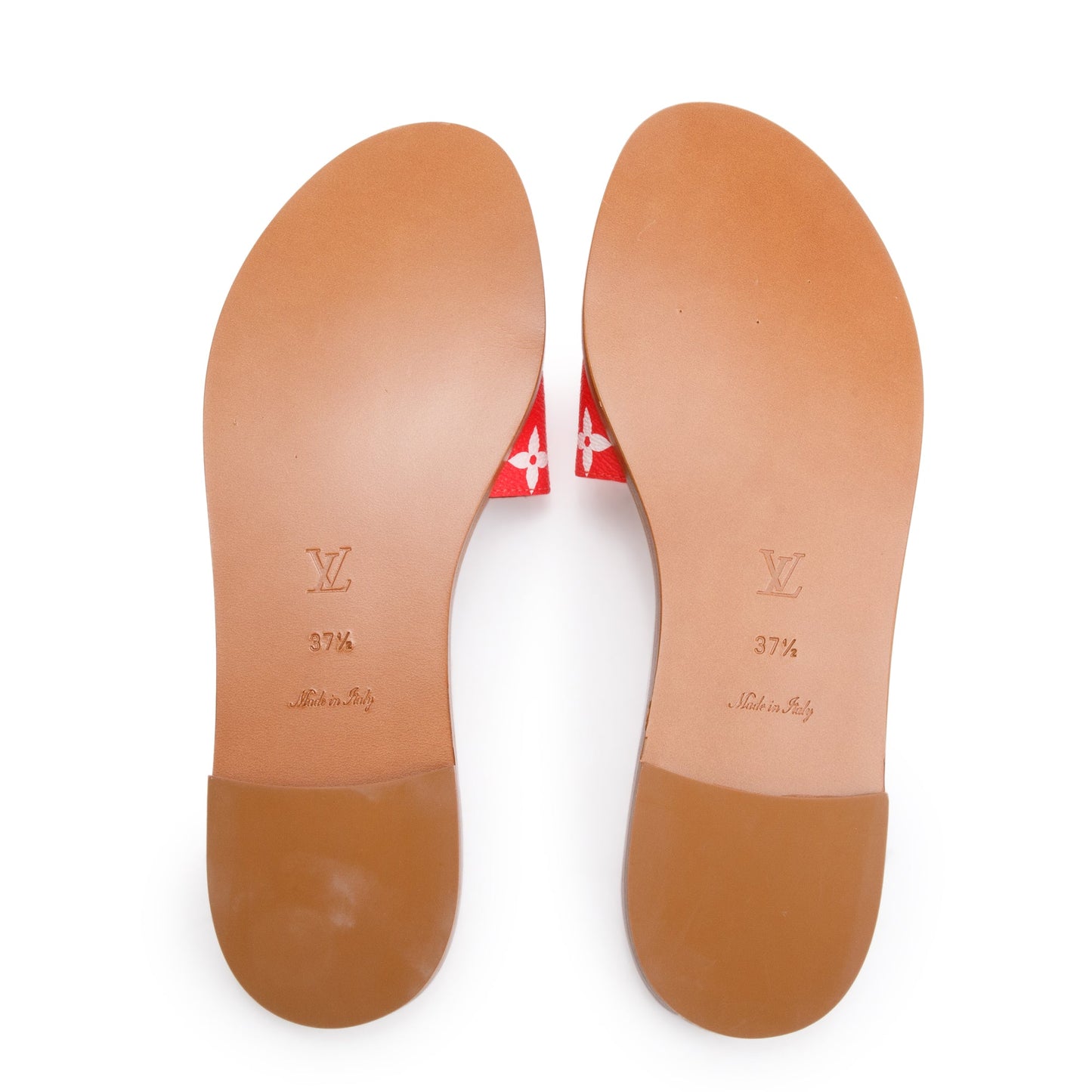 Louis Vuitton Red Monogram Escale Flat Mule, Size 37.5
