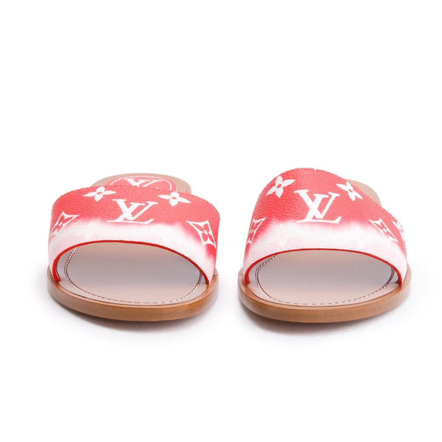 Louis Vuitton Red Monogram Escale Flat Mule, Size 37.5