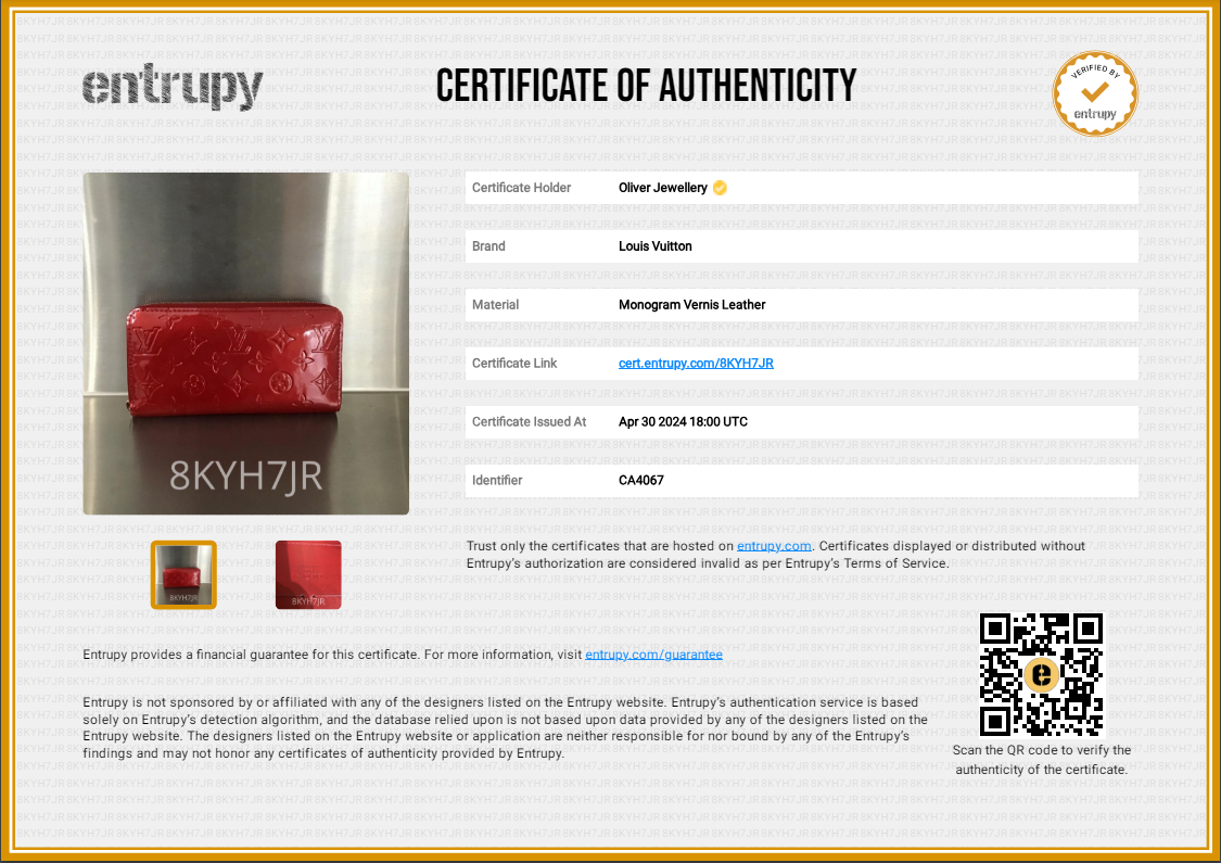 Louis Vuitton Red Vernis Leather Zippy Wallet