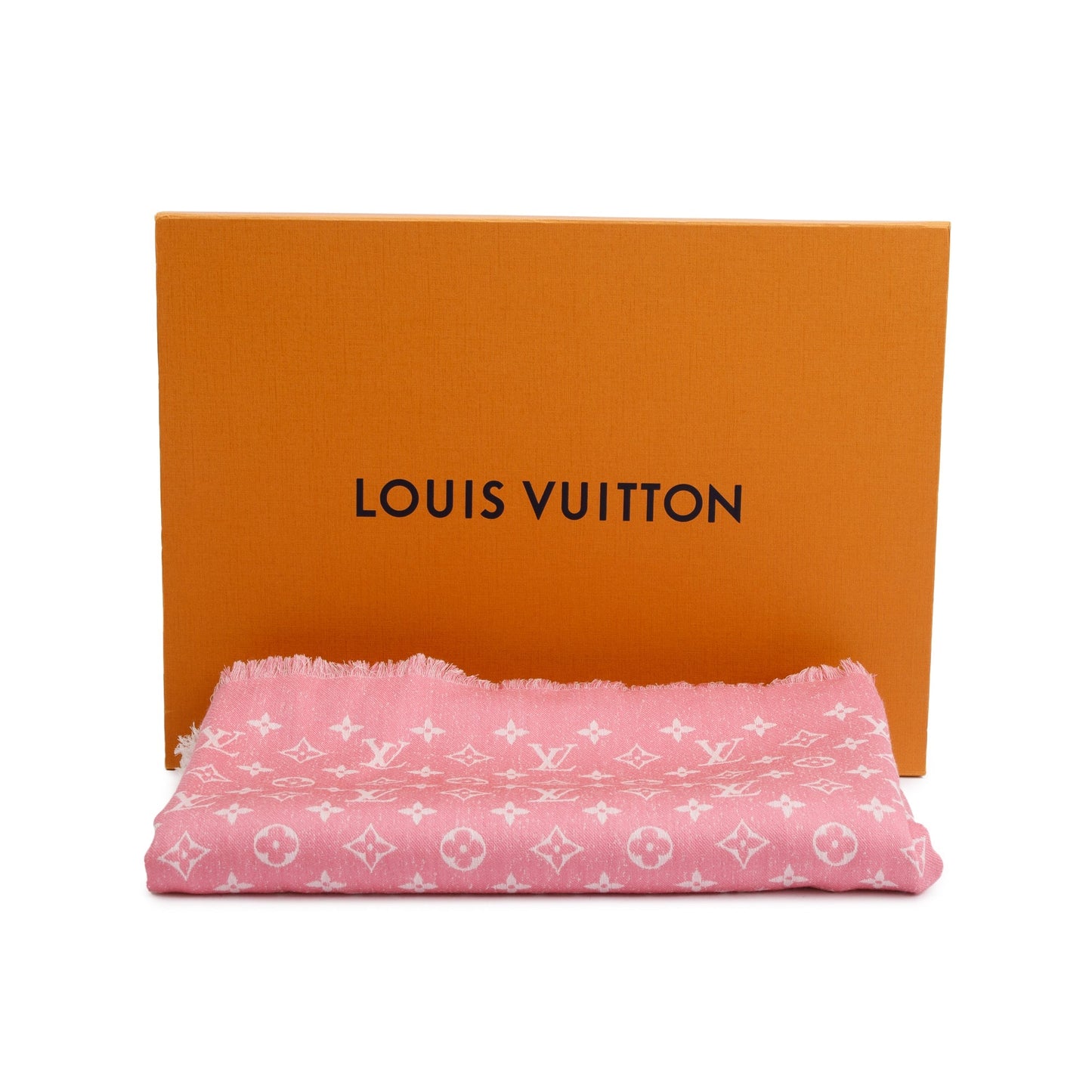 Louis Vuitton Rose Ballerine Monogram Silk/Wool My Daily Denim Shawl Scarf