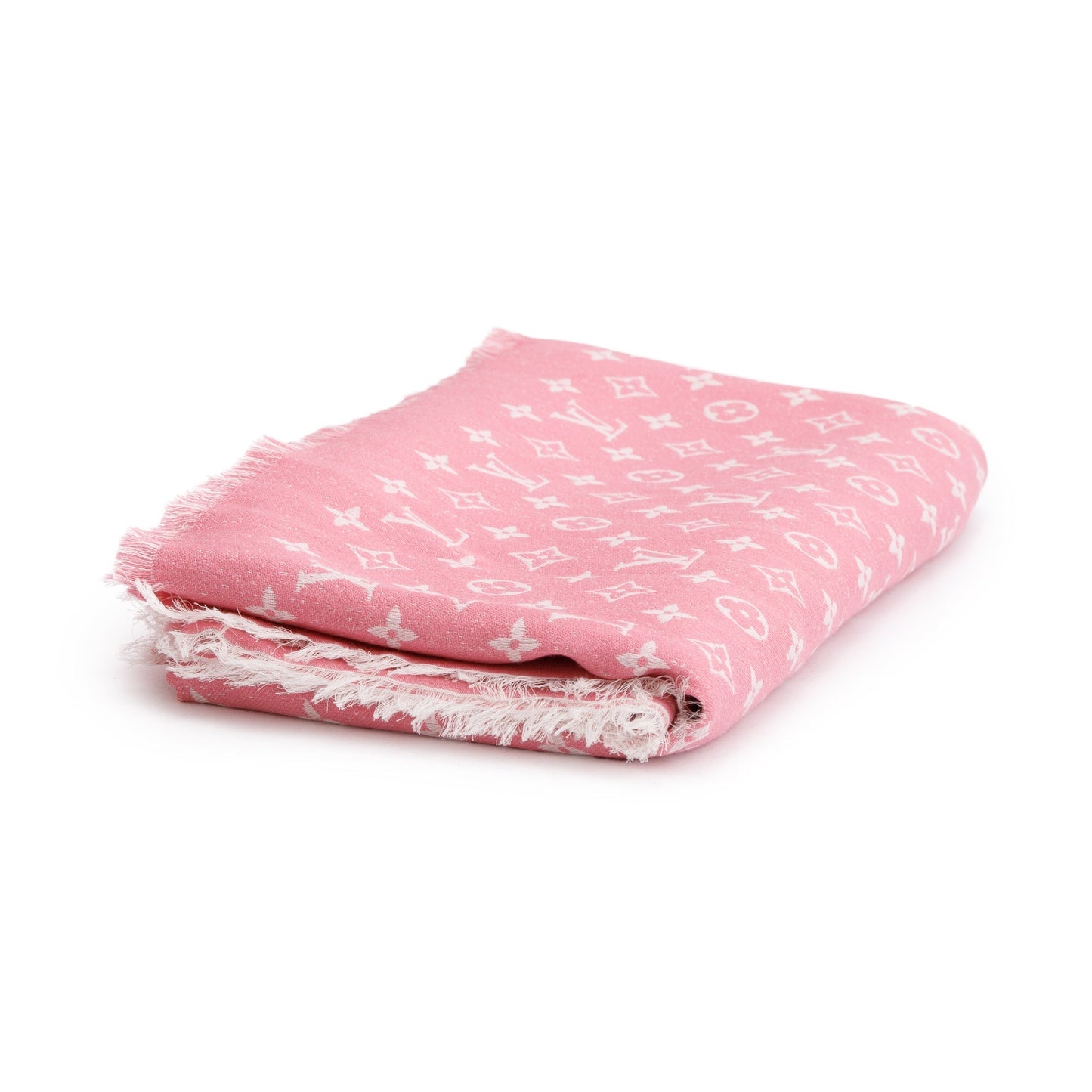 Louis Vuitton Rose Ballerine Monogram Silk/Wool My Daily Denim Shawl Scarf