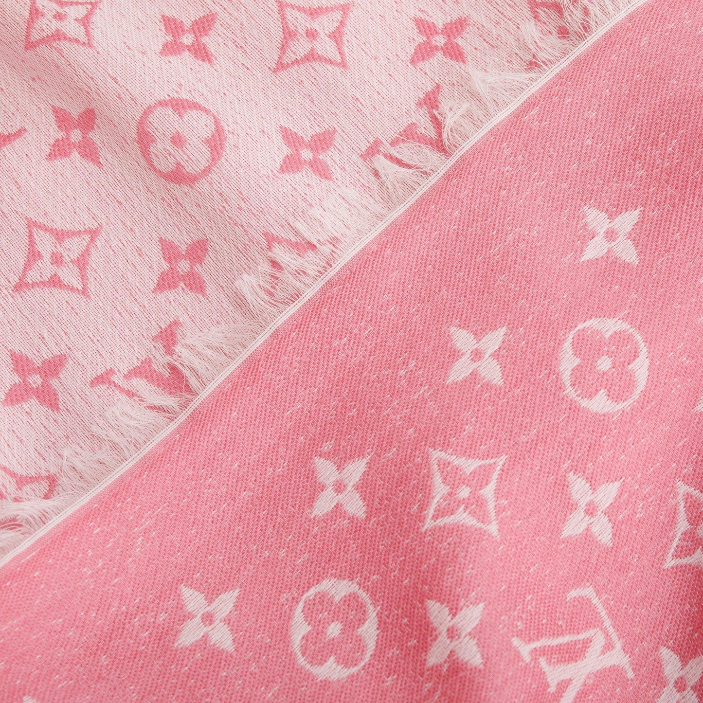 Louis Vuitton Rose Ballerine Monogram Silk/Wool My Daily Denim Shawl Scarf