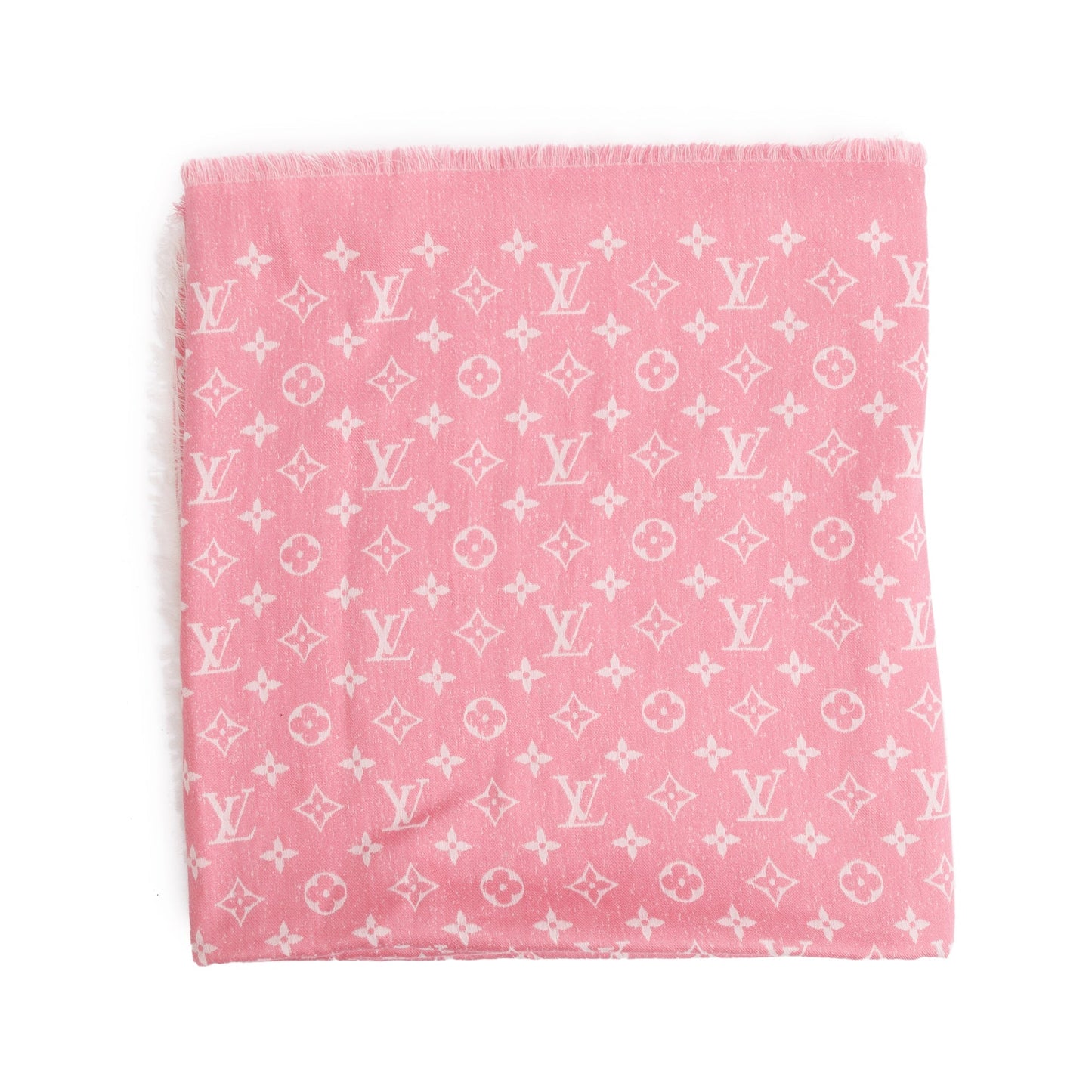 Louis Vuitton Rose Ballerine Monogram Silk/Wool My Daily Denim Shawl Scarf