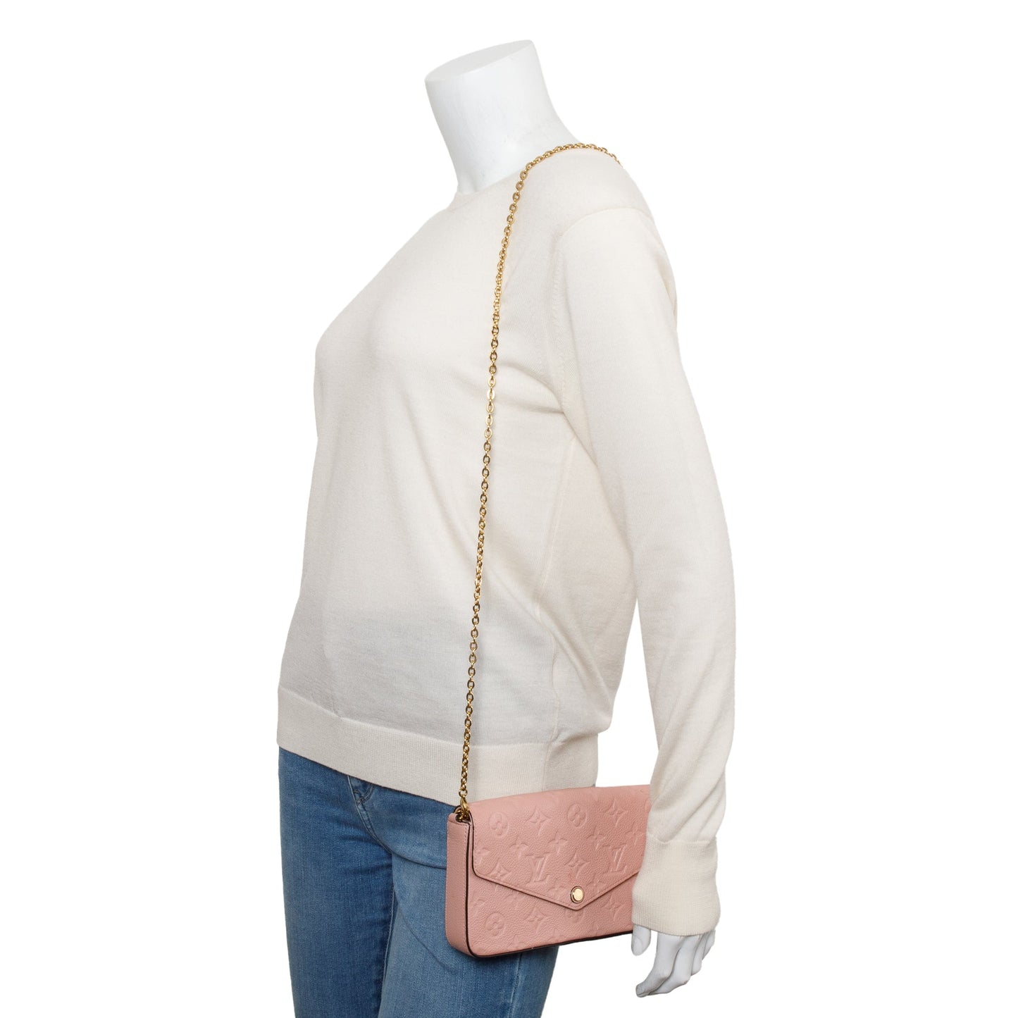 Louis Vuitton Rose Poudre Monogram Empreinte Leather Felicie Pochette