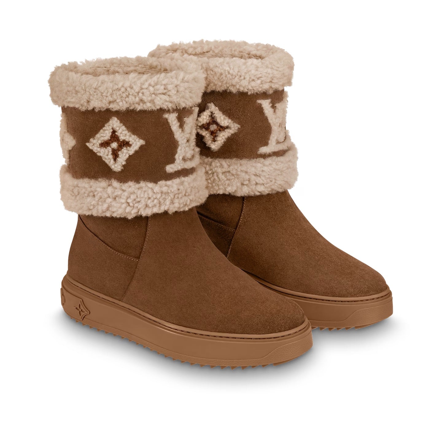 LOUIS VUITTON SUEDE CALFSKIN SHEARLING SNOWDROP ANKLE BOOTS
