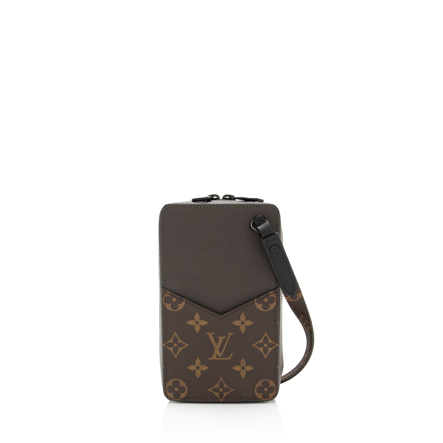 Louis Vuitton Taiga Leather Monogram Canvas Phone Box Crossbody Bag (SHF-tzlpri)