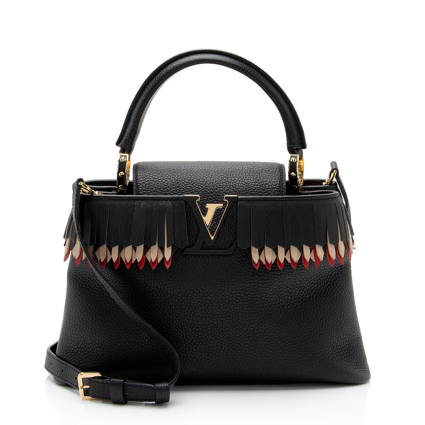 Louis Vuitton Taurillon Fringe Capucines BB Bag (SHF-hlIFH5)
