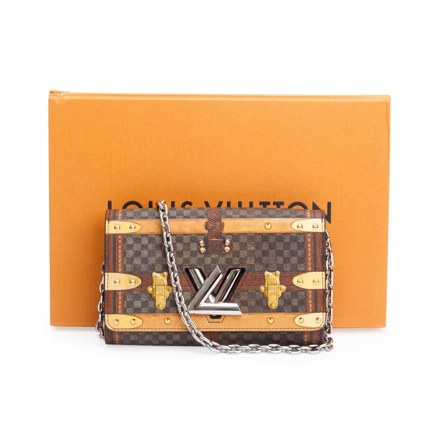 Louis Vuitton Transformed Damier Ebene Time Trunk Twist Chain Wallet