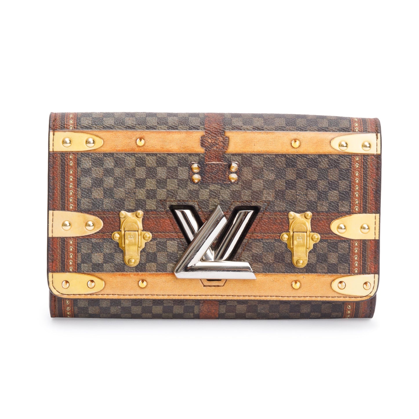 Louis Vuitton Transformed Damier Ebene Time Trunk Twist Chain Wallet