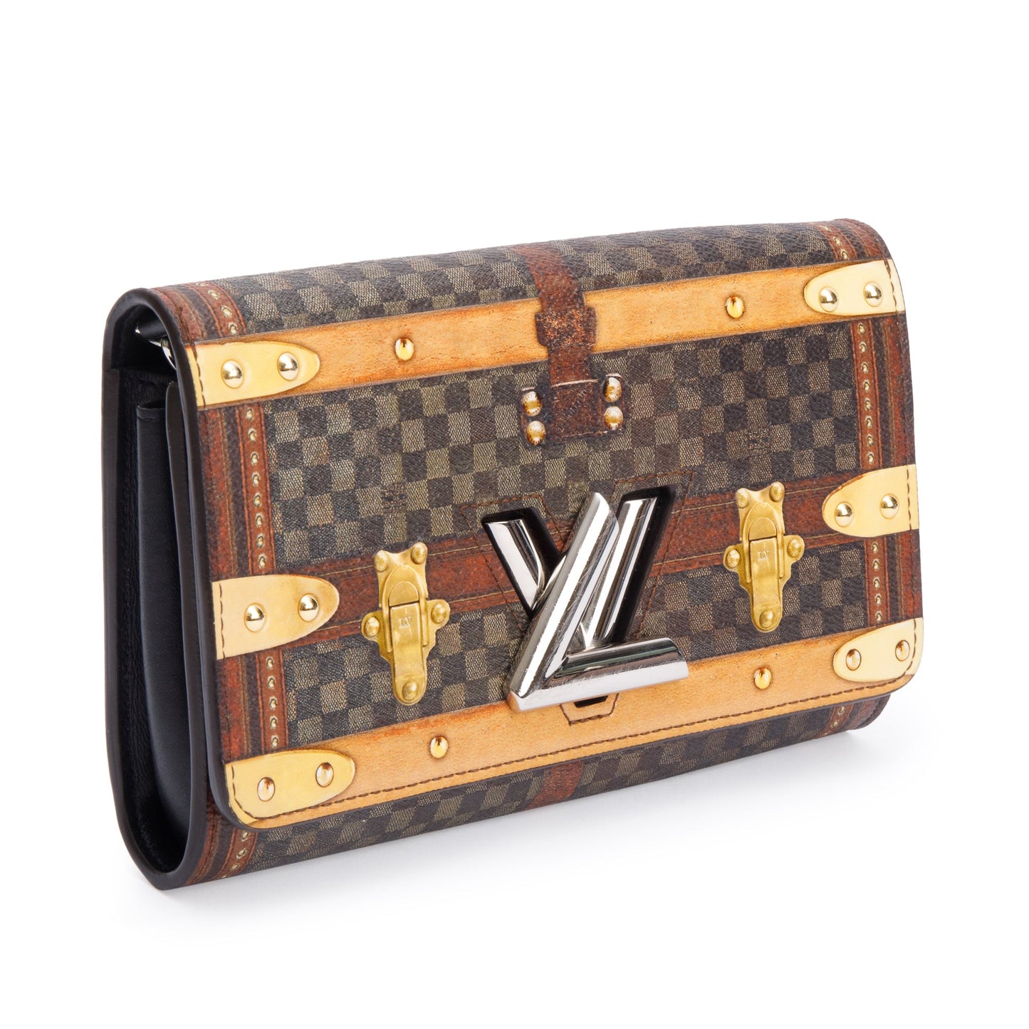 Louis Vuitton Transformed Damier Ebene Time Trunk Twist Chain Wallet