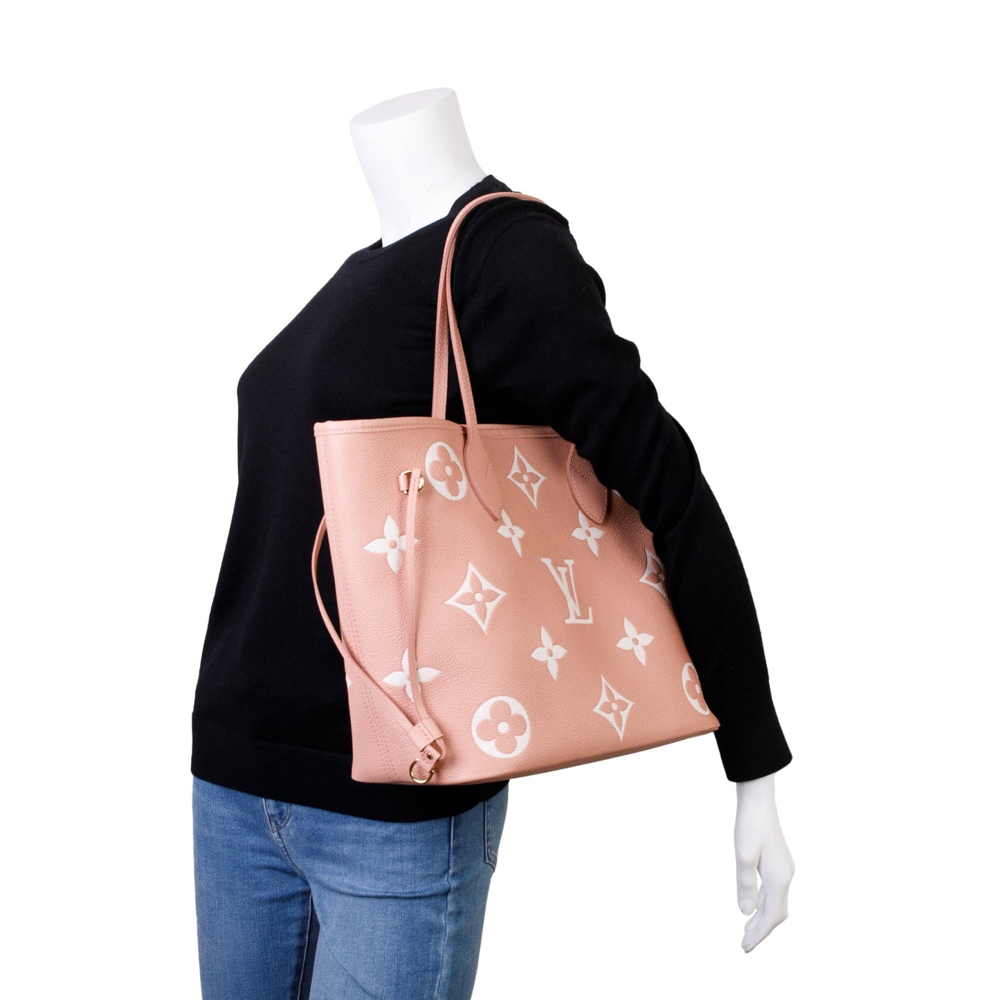 Louis Vuitton Trianon Pink Cream Monogram Giant Empreinte Leather Neverfull MM