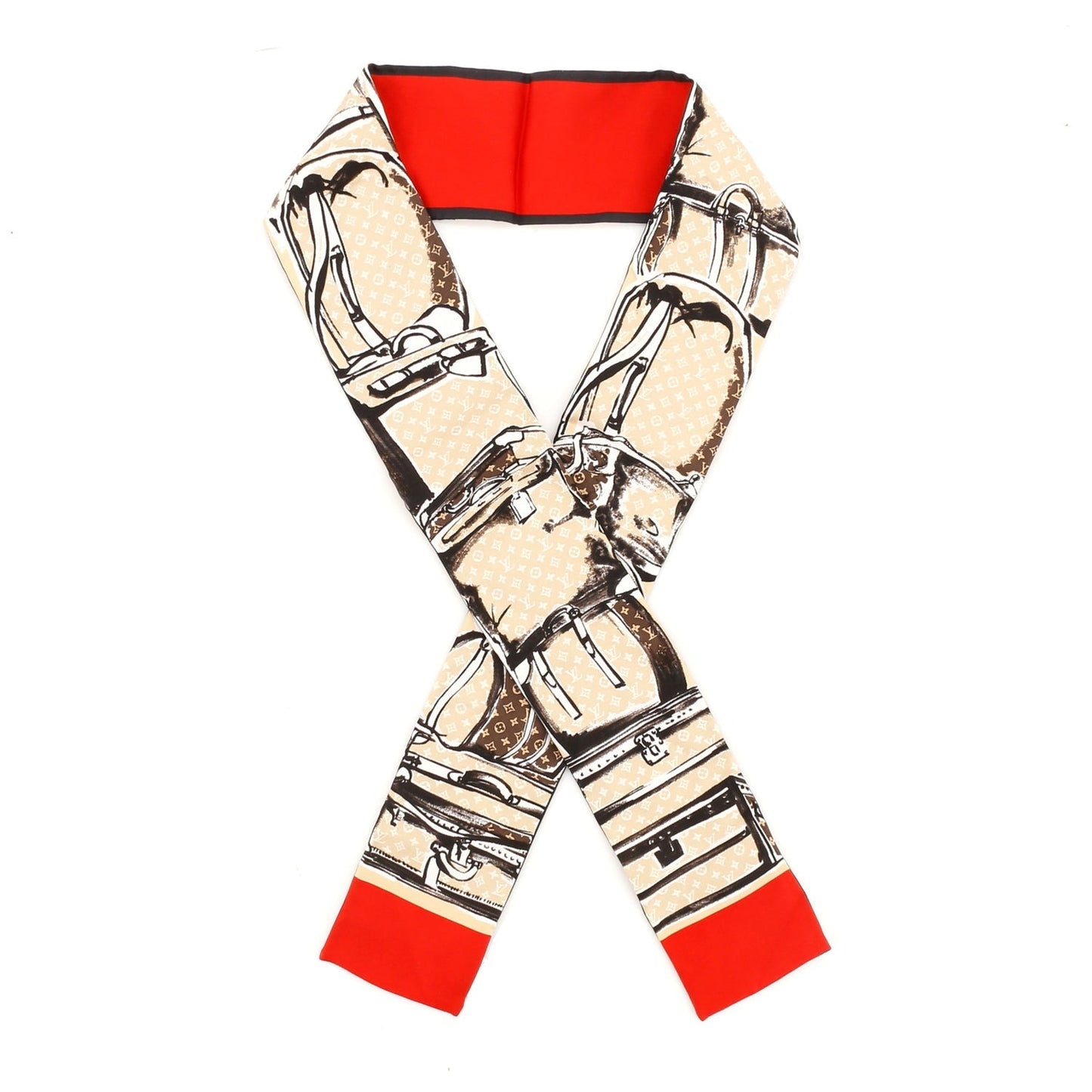 LOUIS VUITTON TRUNKS BANDEAU PRINTED SILK SCARF
