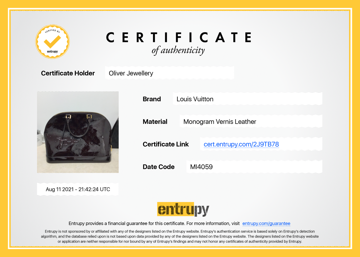 Louis Vuitton Vernis Alma GM