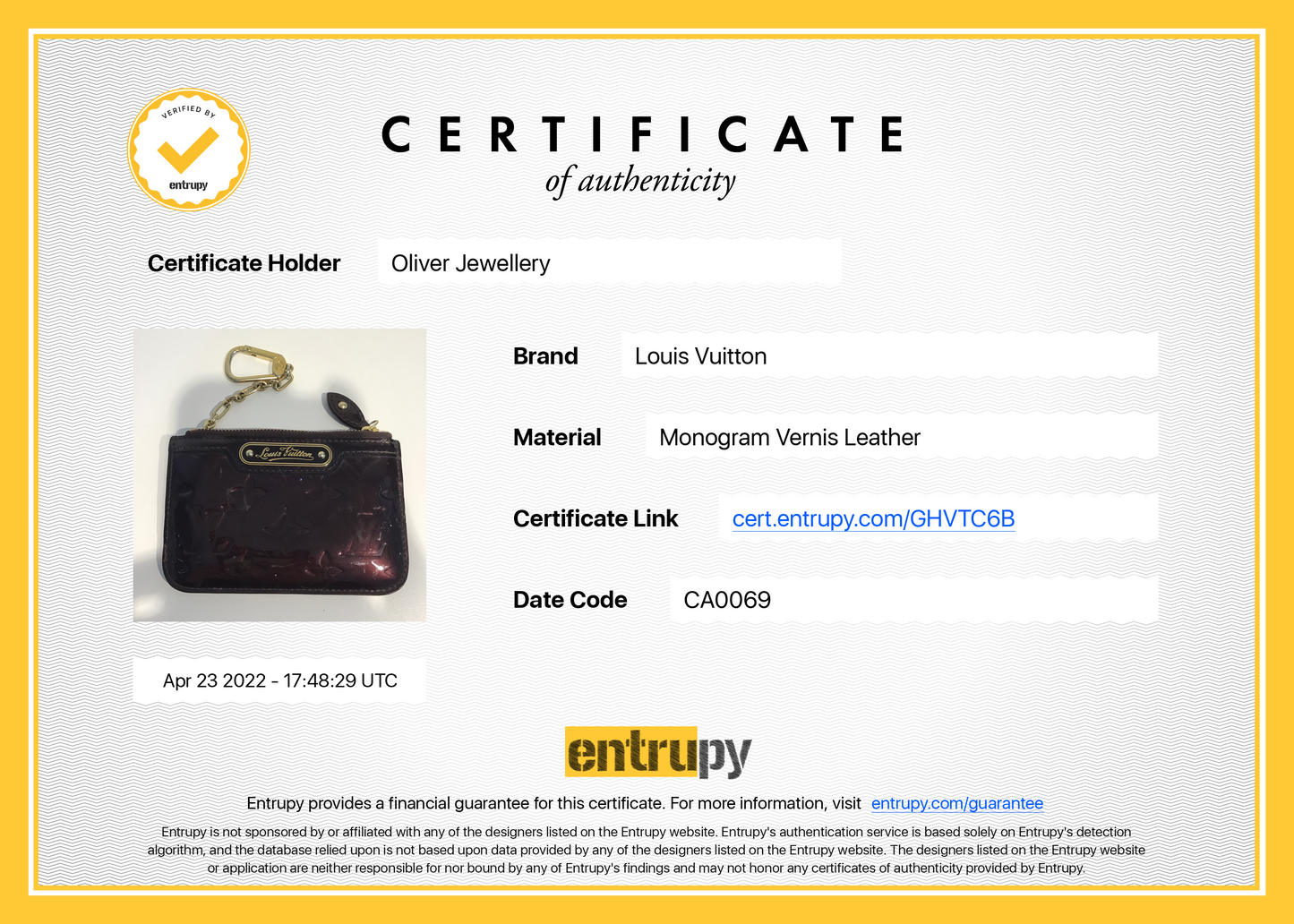 Louis Vuitton Vernis Leather Key Pouch