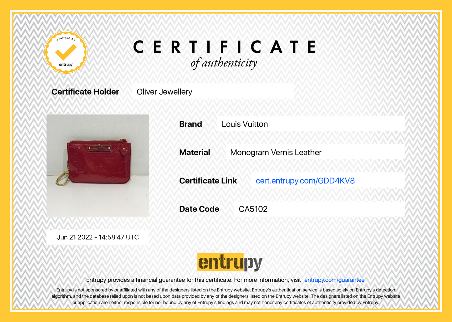 Louis Vuitton Vernis Leather Key Pouch