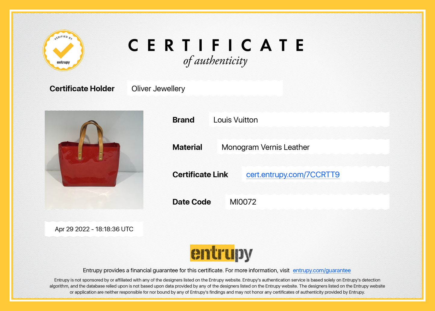 Louis Vuitton Vernis Reade PM Tote