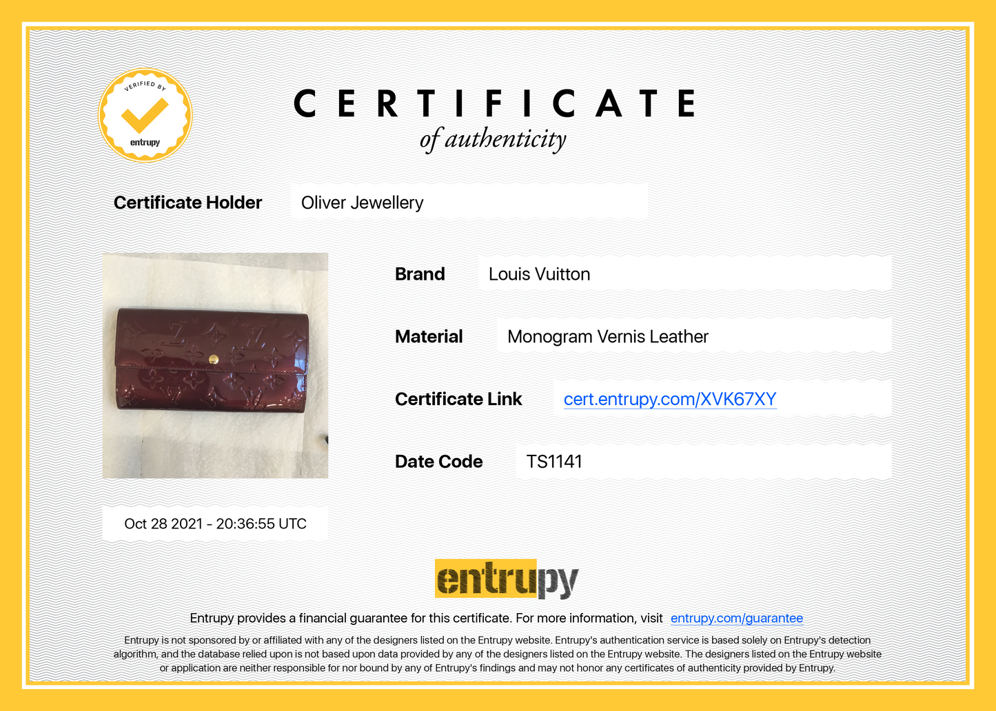 Louis Vuitton Vernis Sarah Wallet
