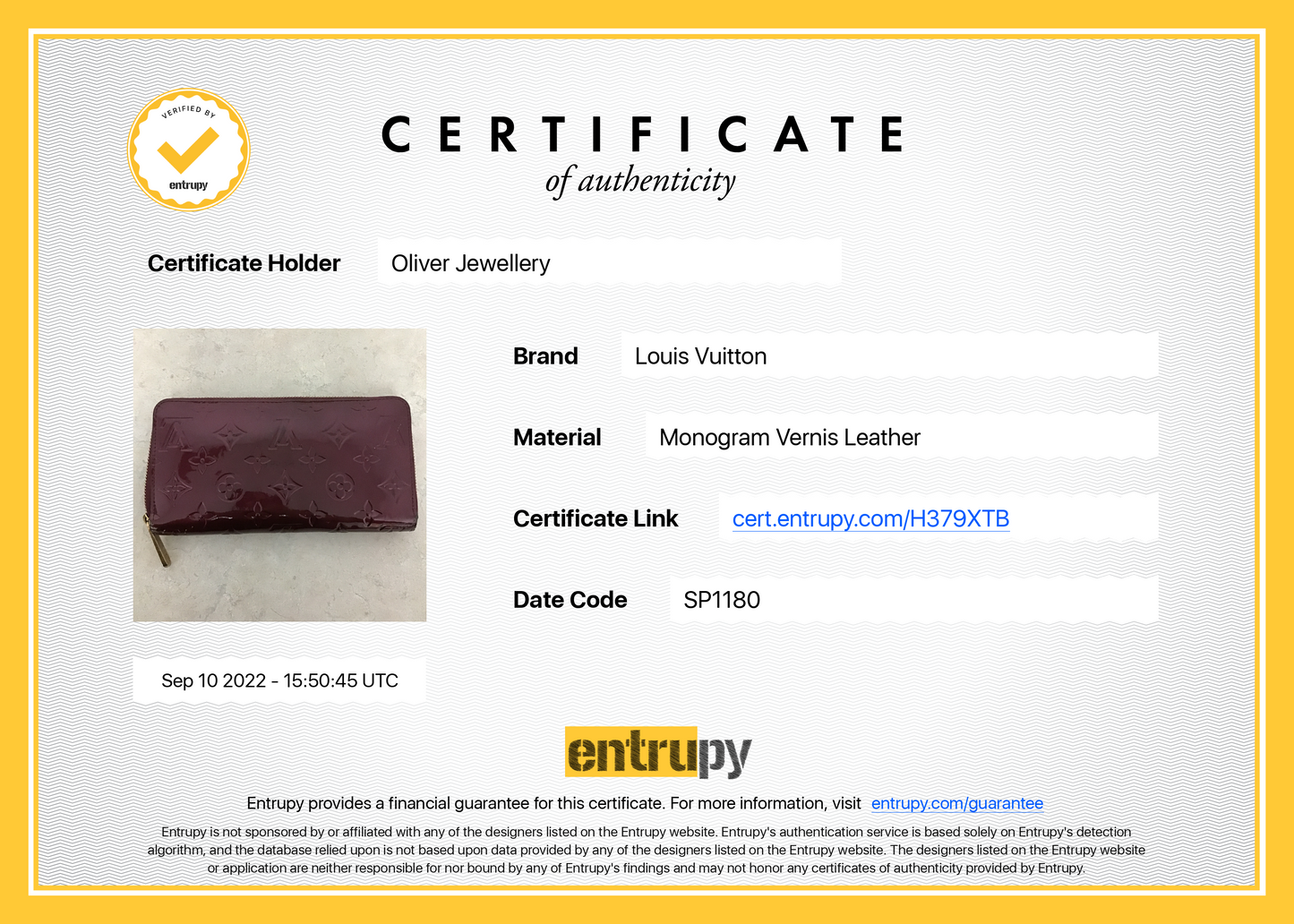 Louis Vuitton Vernis Zippy Wallet