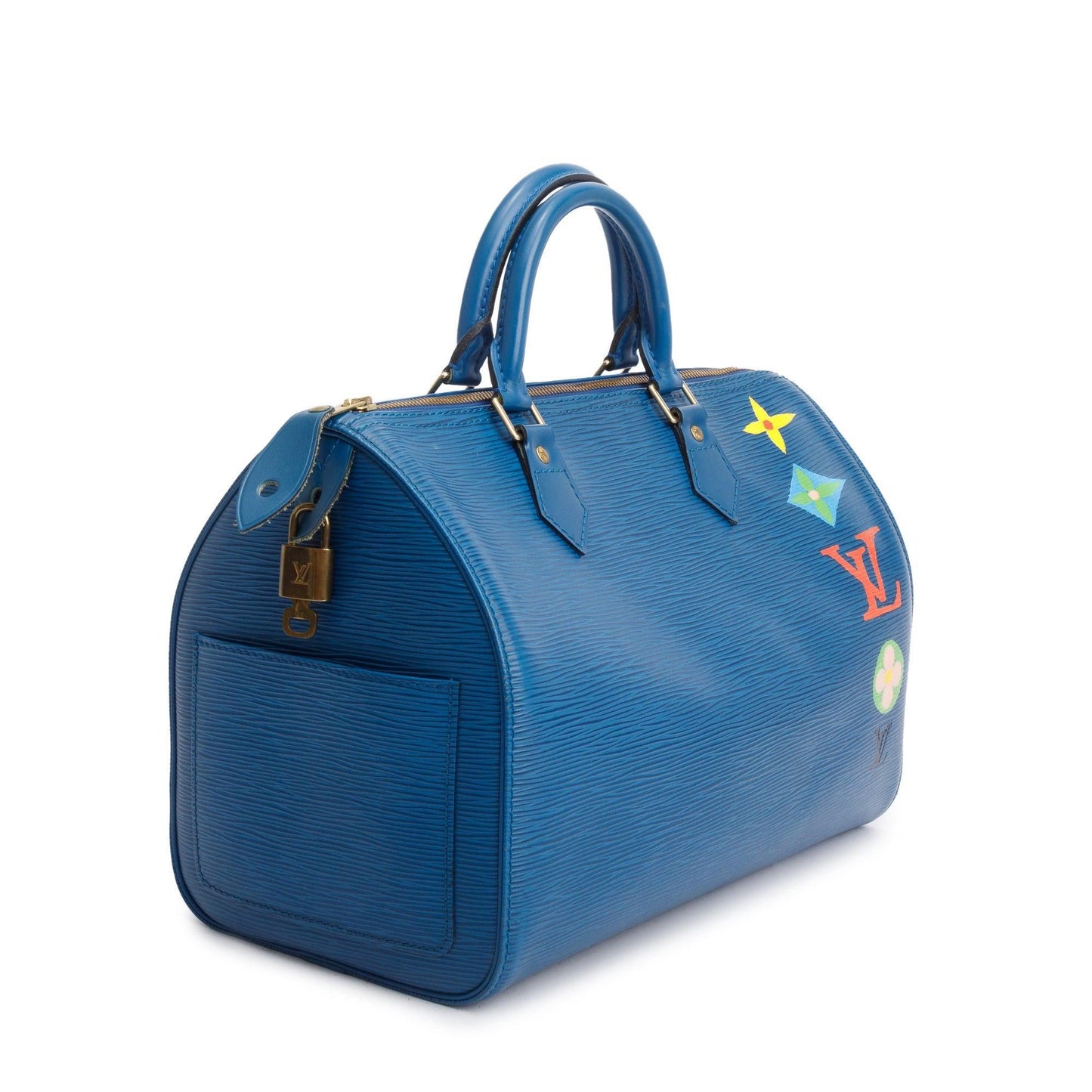 Louis Vuitton Vintage Blue Hand Painted Epi Leather Speedy 30