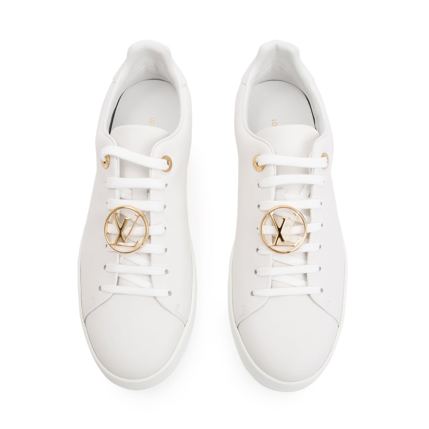 Louis Vuitton White Calfskin Leather Frontrow Trainer Sneakers, Size 39
