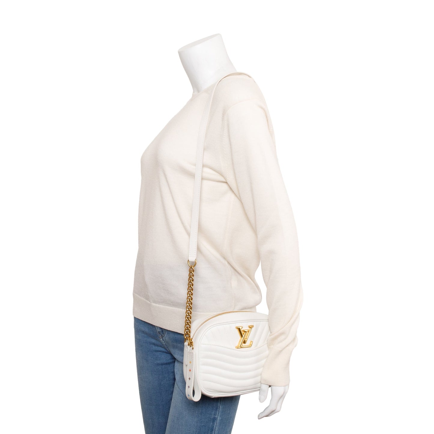 Louis Vuitton White Calfskin Leather New Wave Camera Bag