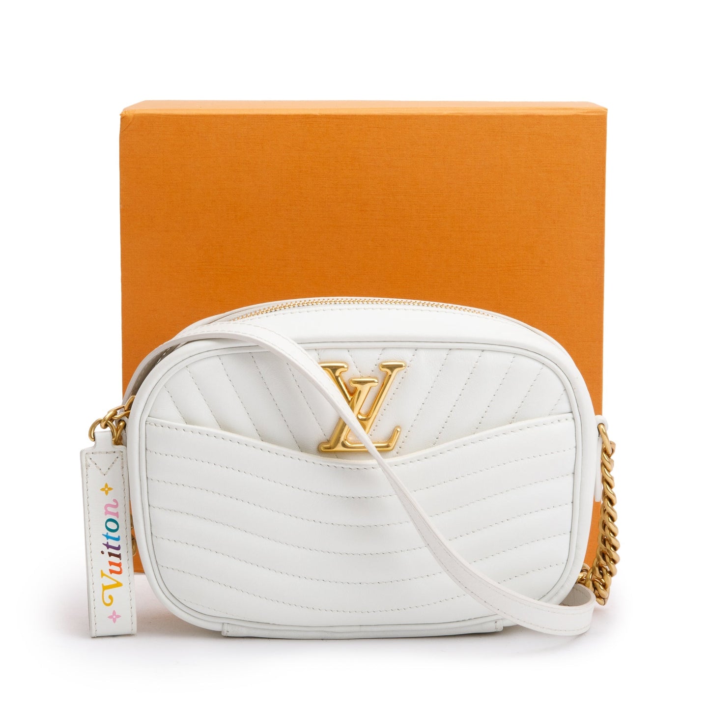 Louis Vuitton White Calfskin Leather New Wave Camera Bag