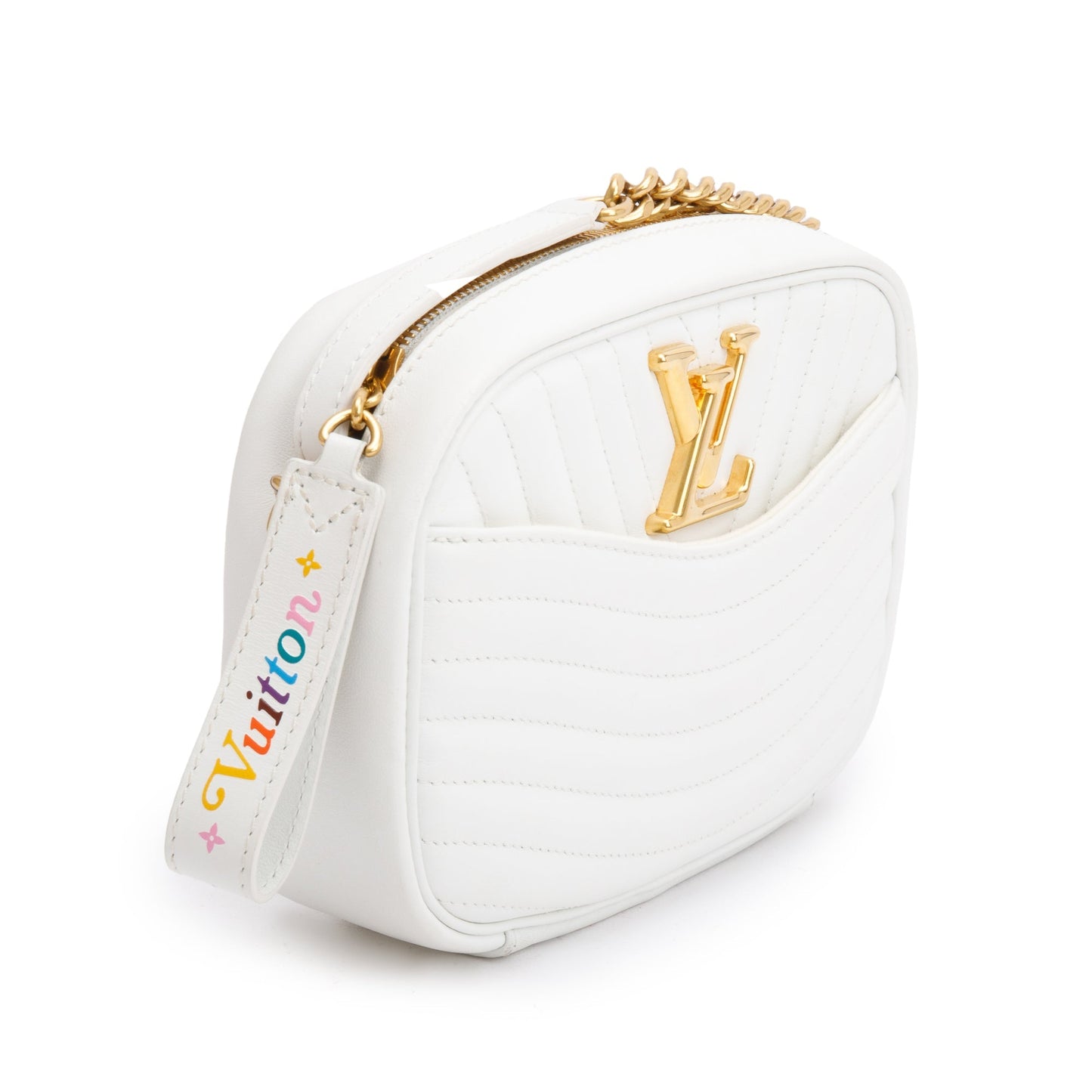 Louis Vuitton White Calfskin Leather New Wave Camera Bag