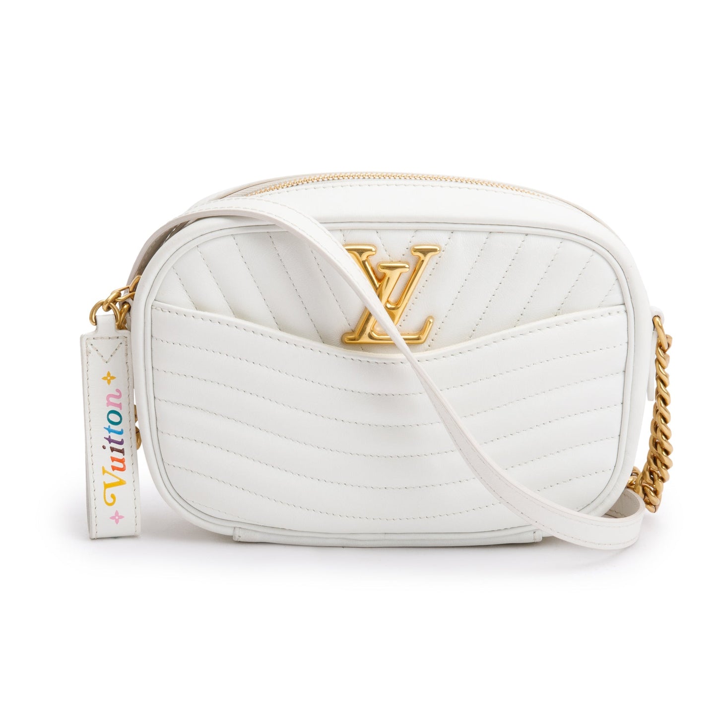 Louis Vuitton White Calfskin Leather New Wave Camera Bag