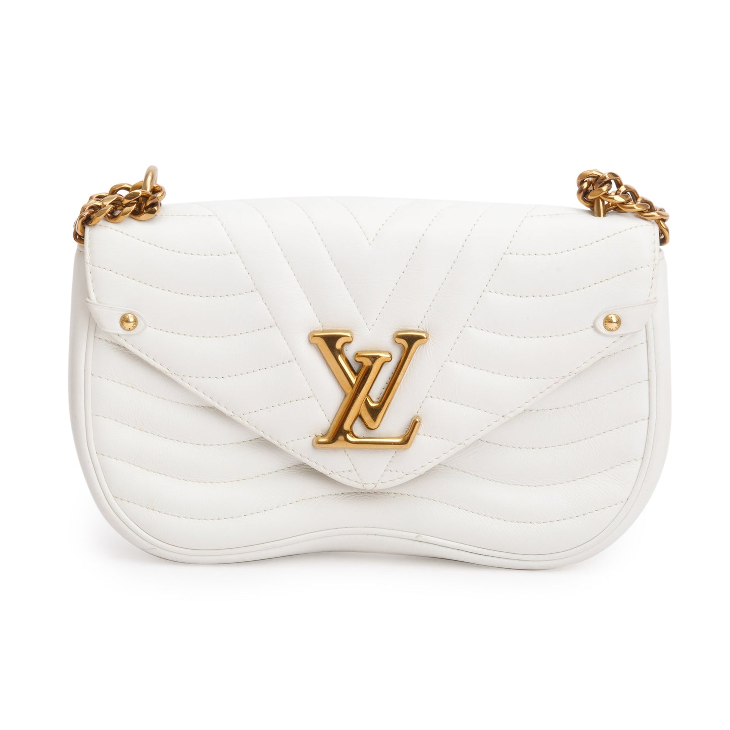 Louis Vuitton White Cowhide Leather New Wave Chain Bag MM