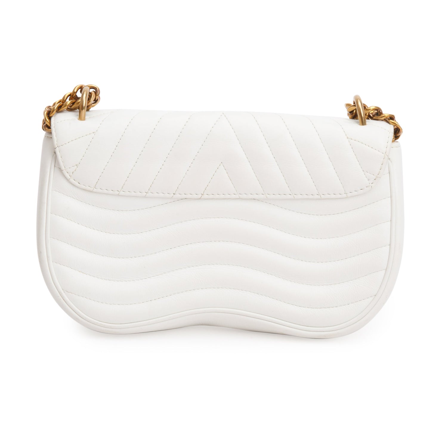 Louis Vuitton White Cowhide Leather New Wave Chain Bag MM