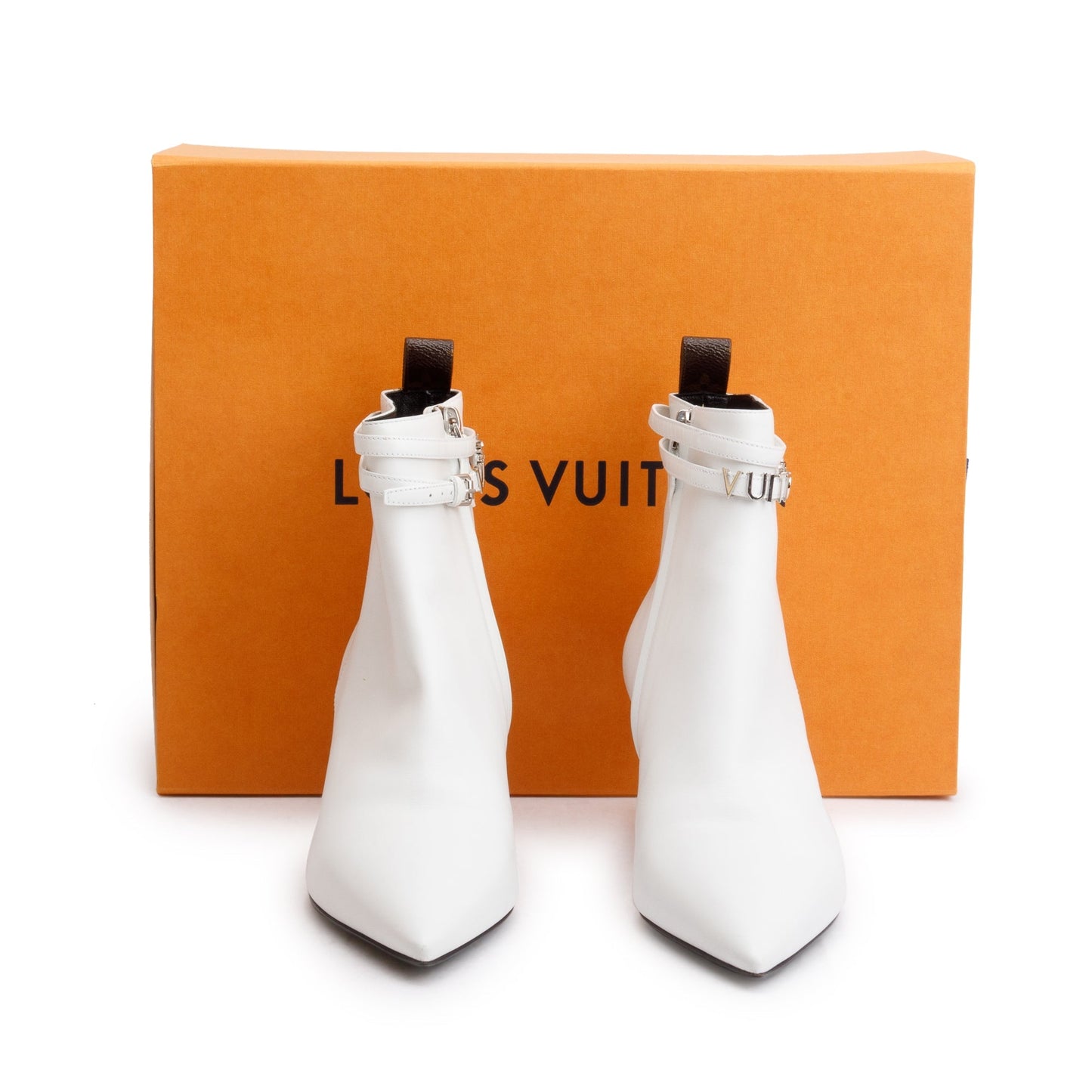Louis Vuitton White Leather Callback Ankle Boots, Size 40