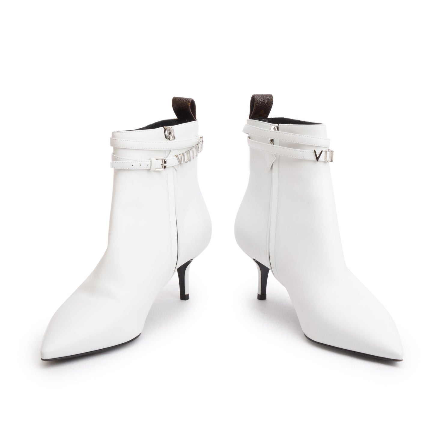 Louis Vuitton White Leather Callback Ankle Boots, Size 40