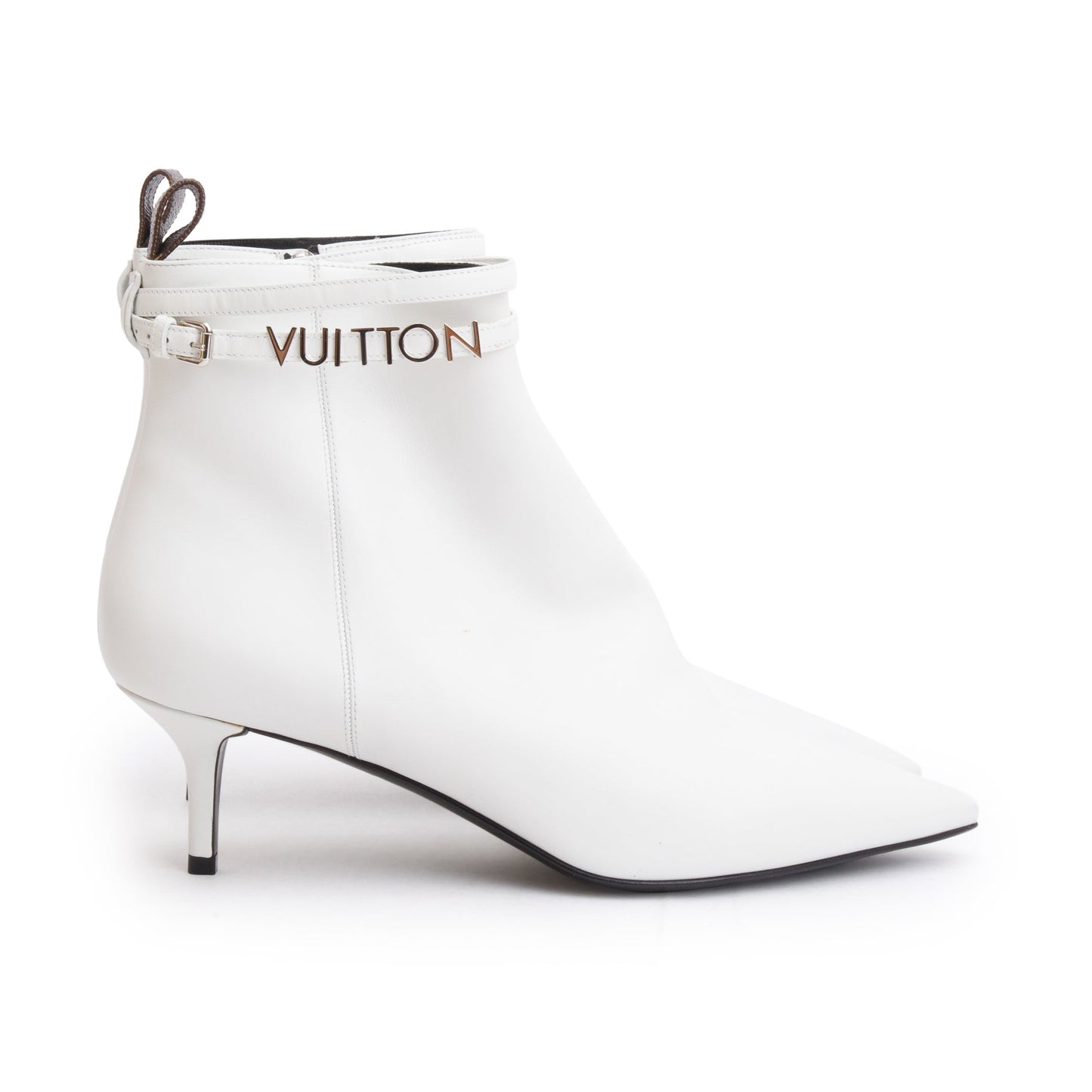 Louis Vuitton White Leather Callback Ankle Boots, Size 40