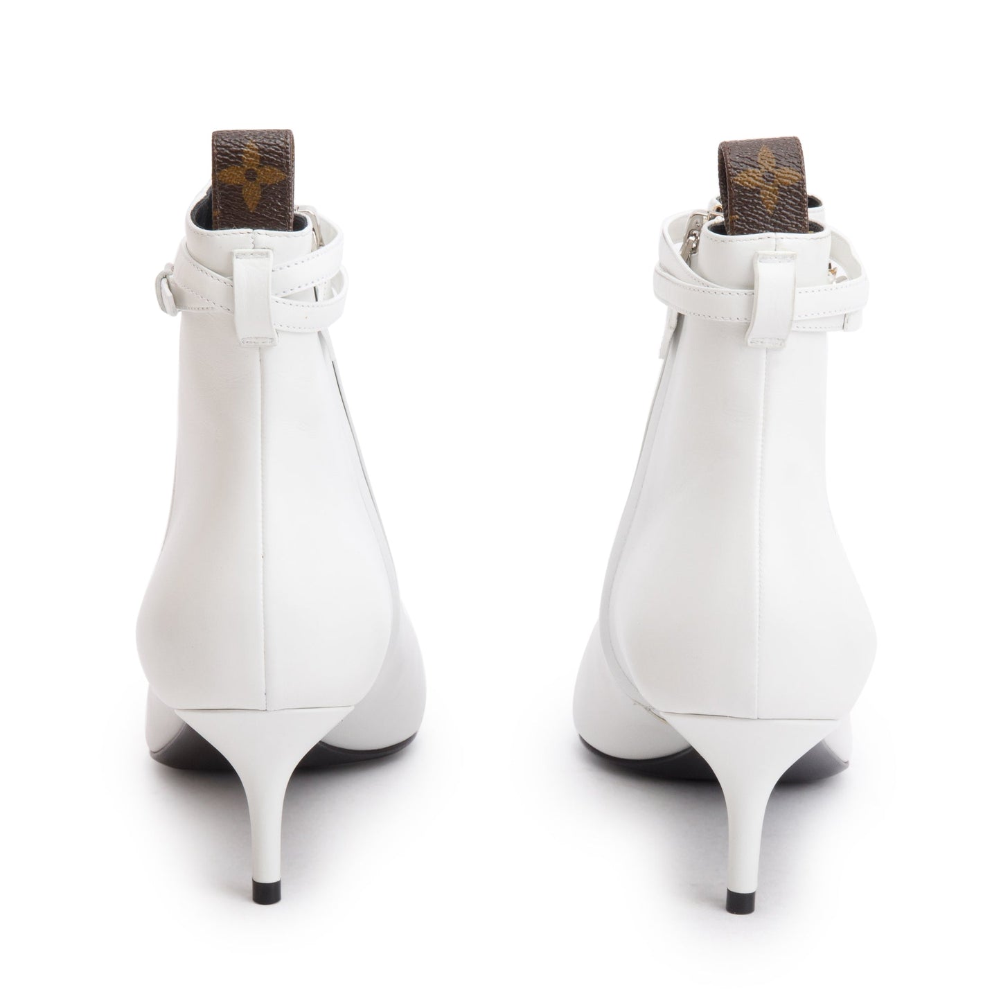 Louis Vuitton White Leather Callback Ankle Boots, Size 40