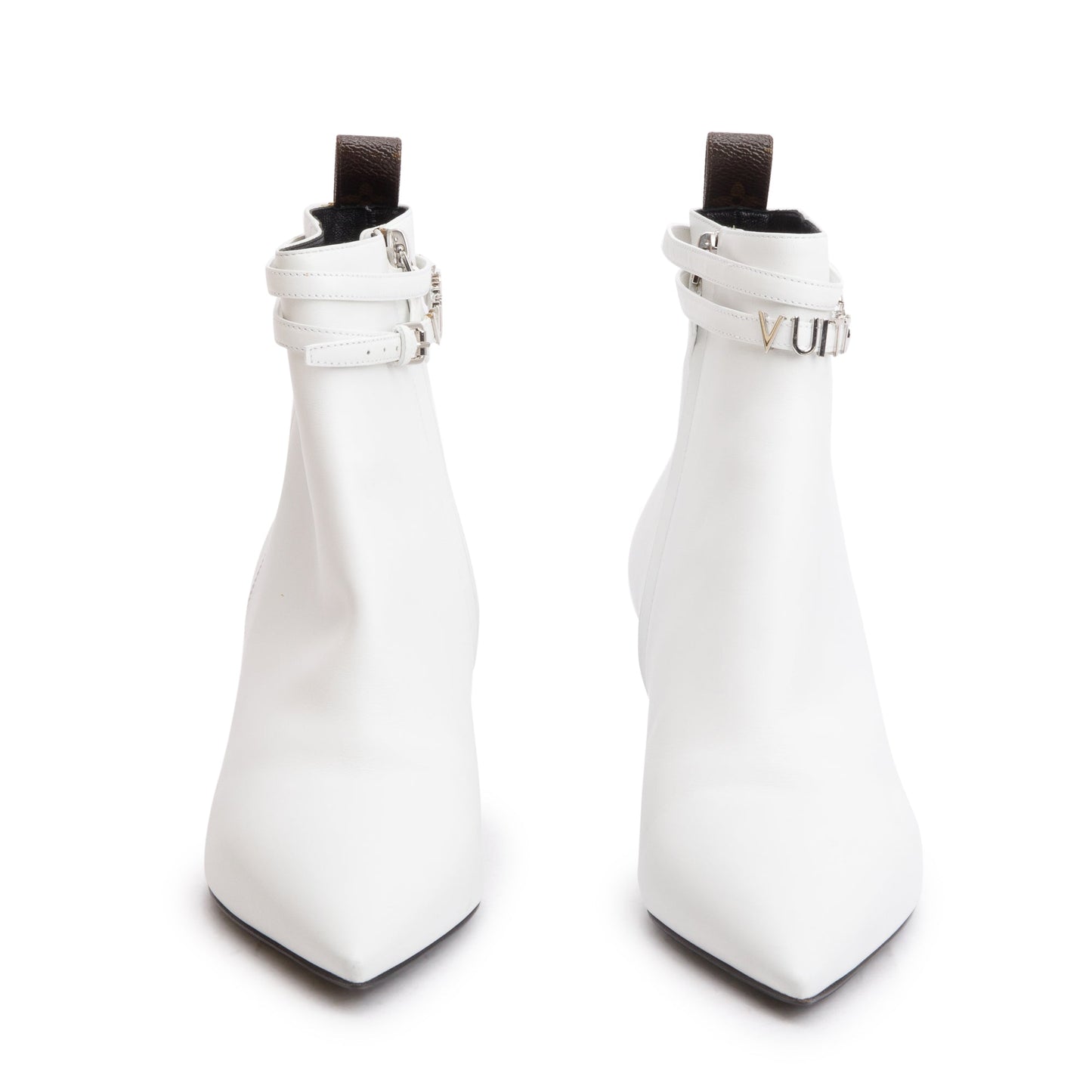 Louis Vuitton White Leather Callback Ankle Boots, Size 40