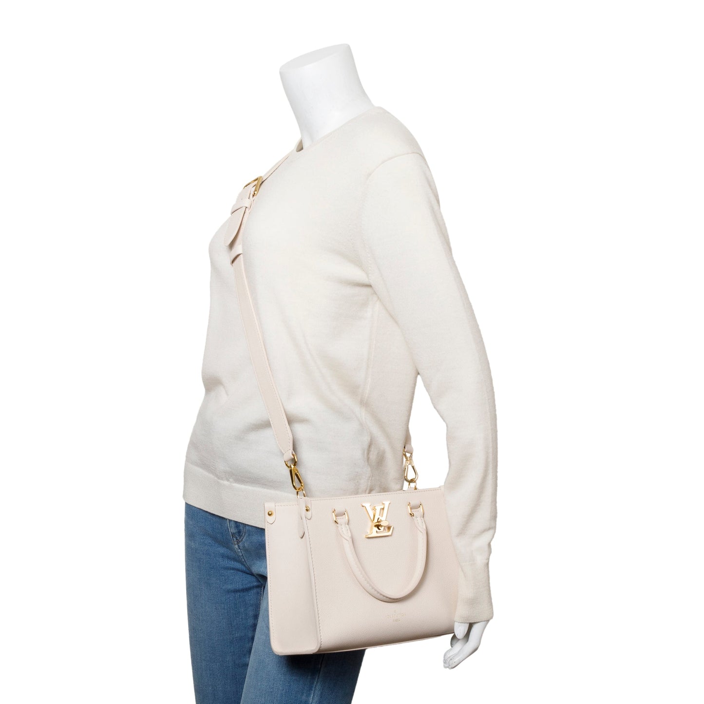 Louis Vuitton White Leather Lock & Go Handle Bag