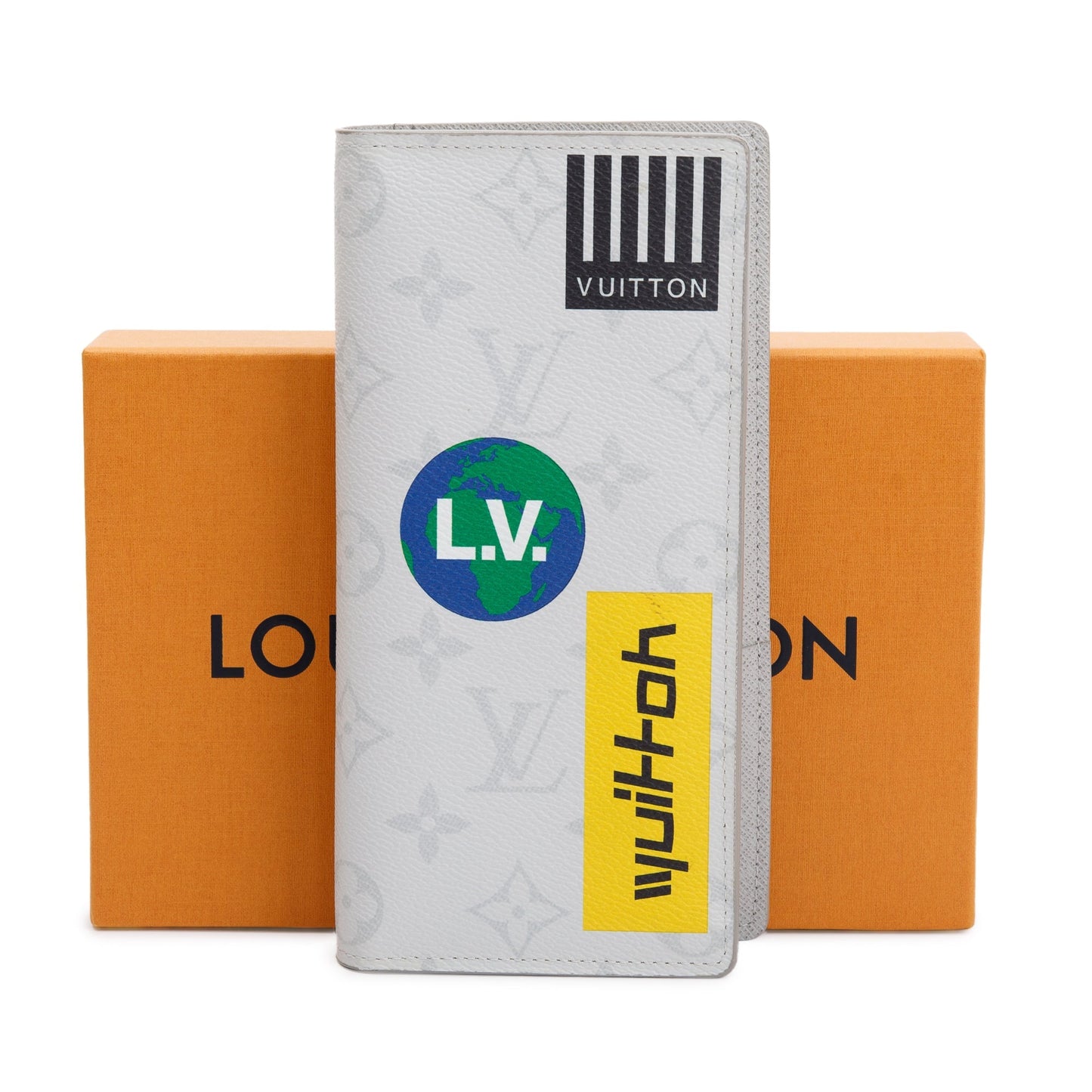 Louis Vuitton White Monogram Limited Edition Logo Story Brazza Wallet