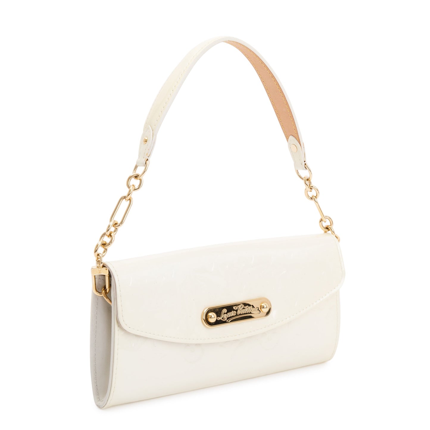 Louis Vuitton White Monogram Vernis Leather Sunset Boulevard Clutch