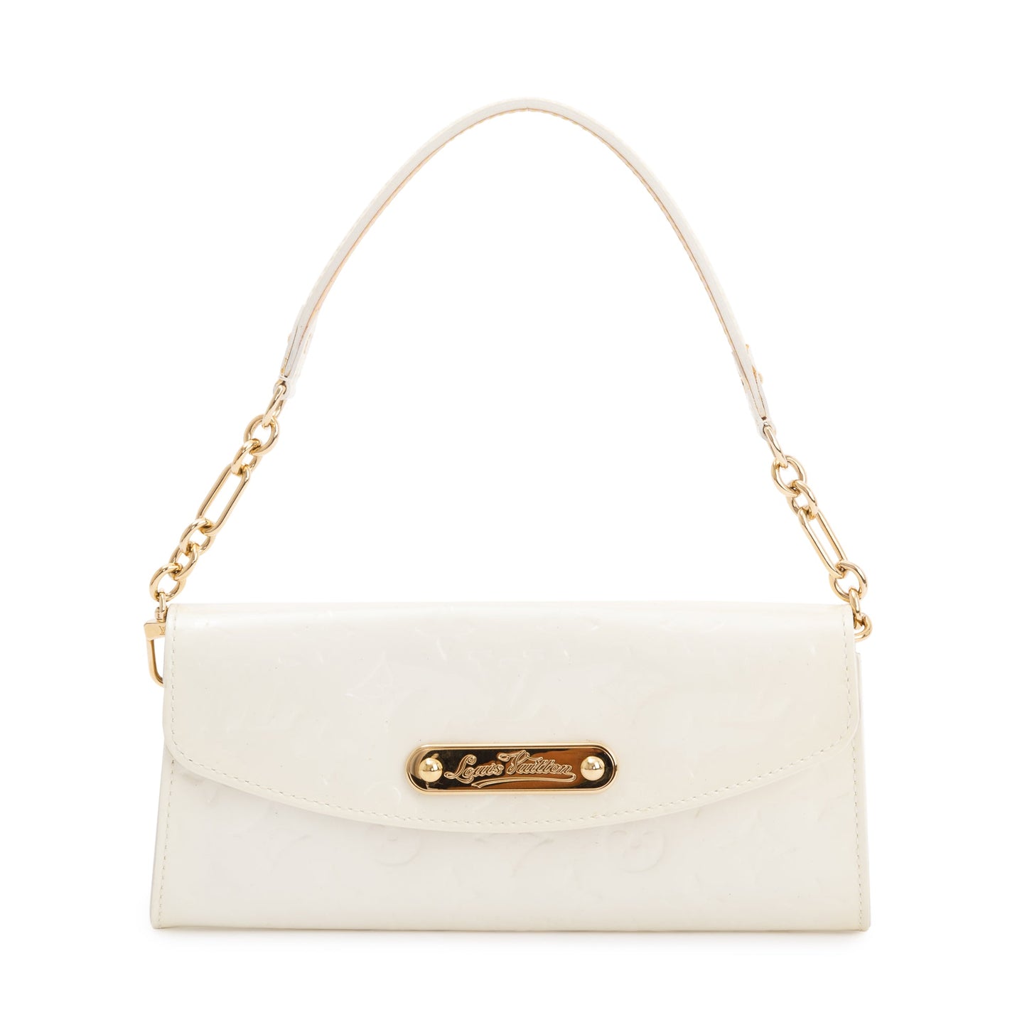 Louis Vuitton White Monogram Vernis Leather Sunset Boulevard Clutch